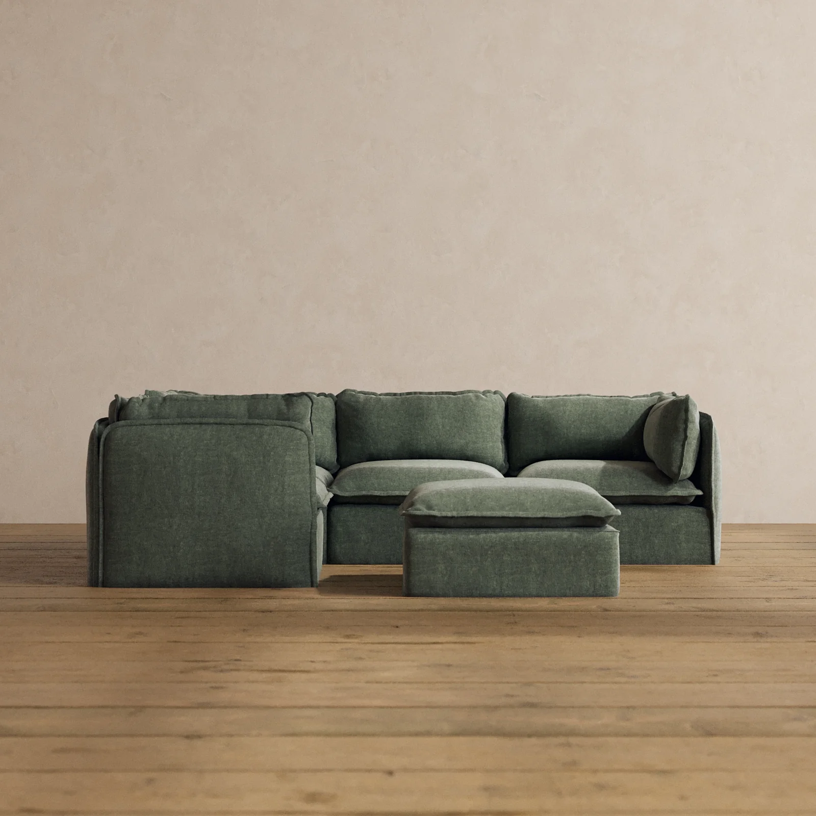 Slipcover Only - Modular Washable 4-Seater Corner Sectional + Ottoman in Willow