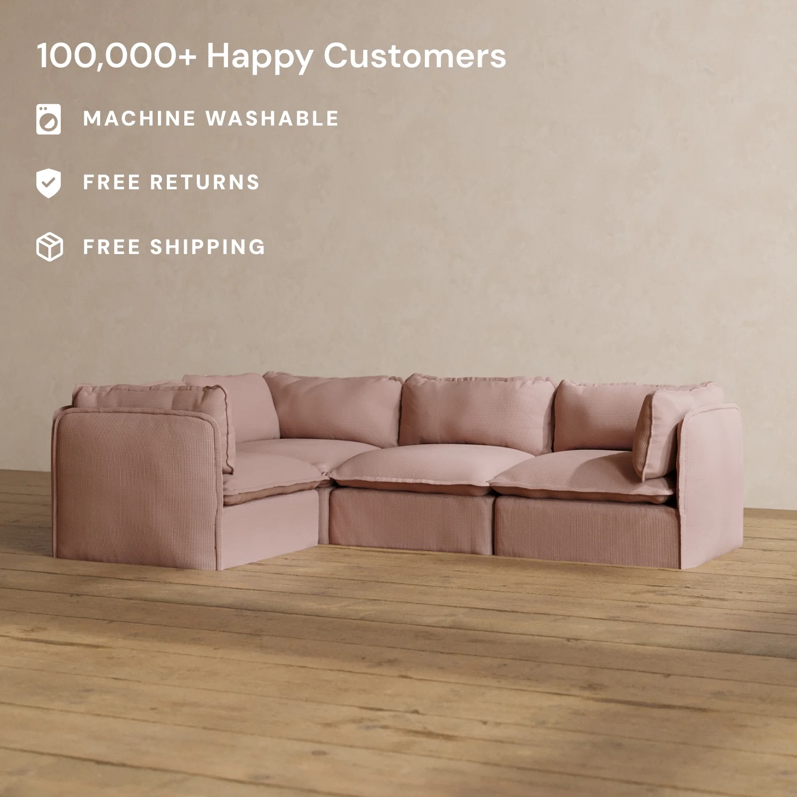 Slipcover Only - Modular Washable 4-Seater Corner Sectional in Sakura - Image 2
