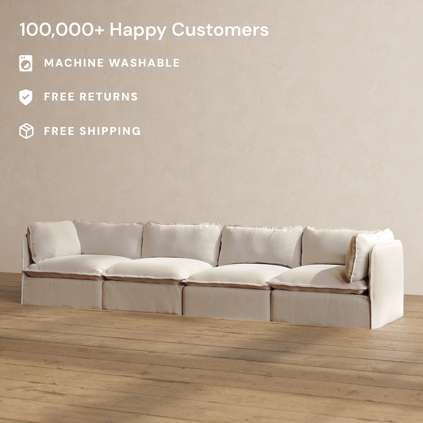 Slipcover Only - Modular Washable 4-Seater in Milk - Image 2
