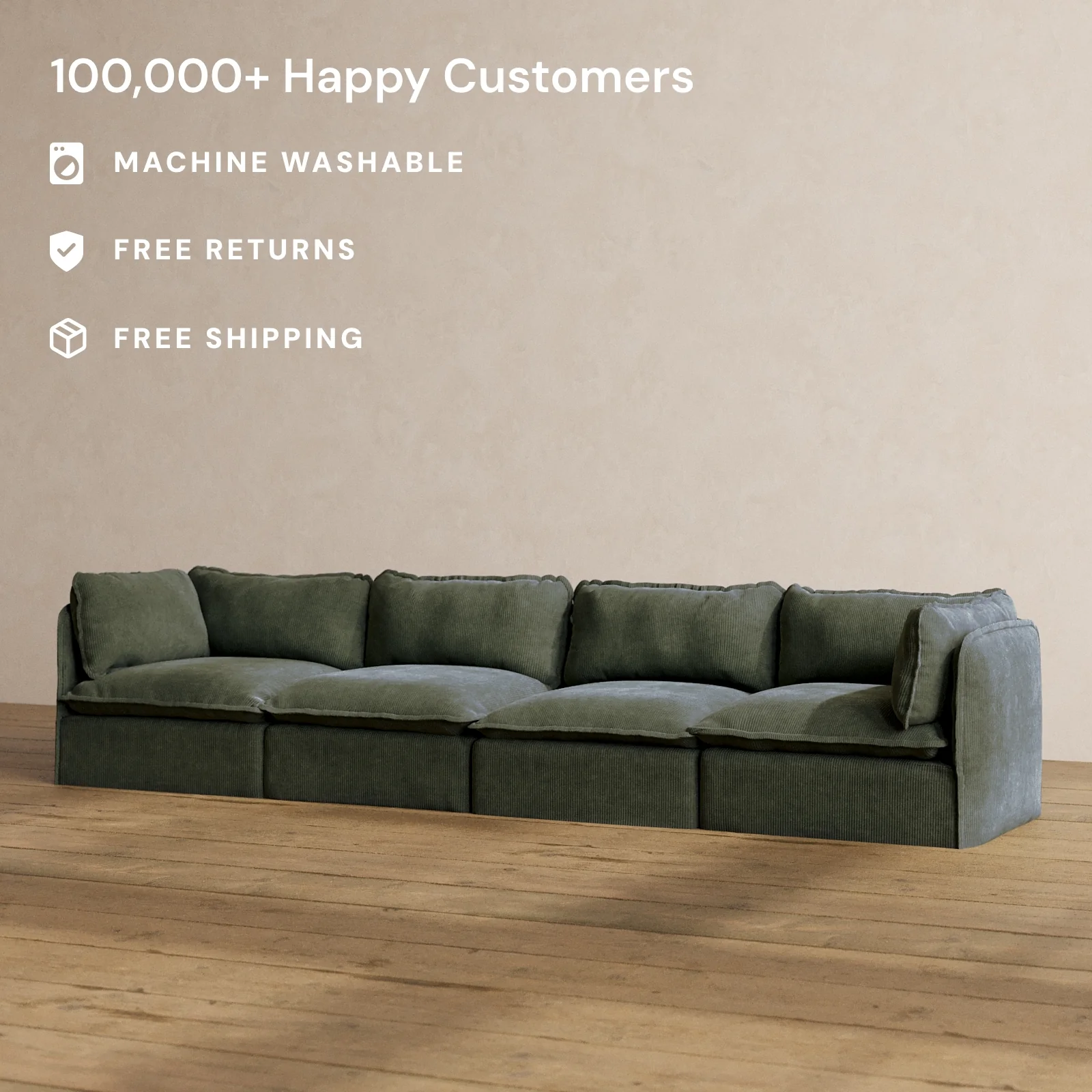 Slipcover Only - Modular Washable 4-Seater in Olivine - Image 2