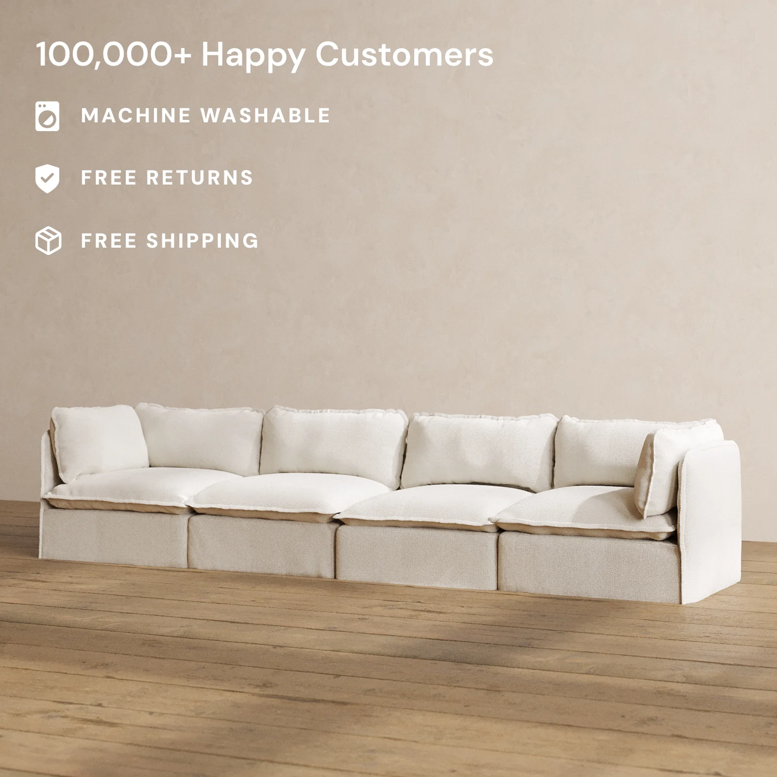 Slipcover Only - Modular Washable 4-Seater in Powder - Image 2