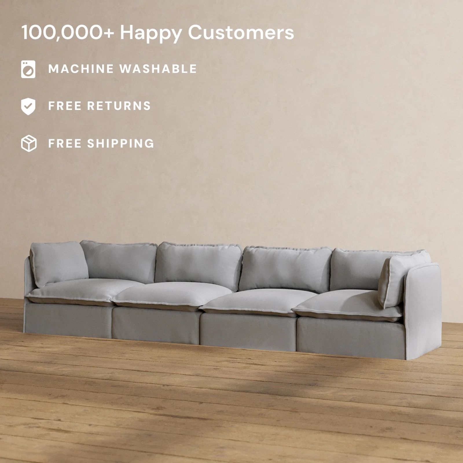 Slipcover Only - Modular Washable 4-Seater in Pumice - Image 2