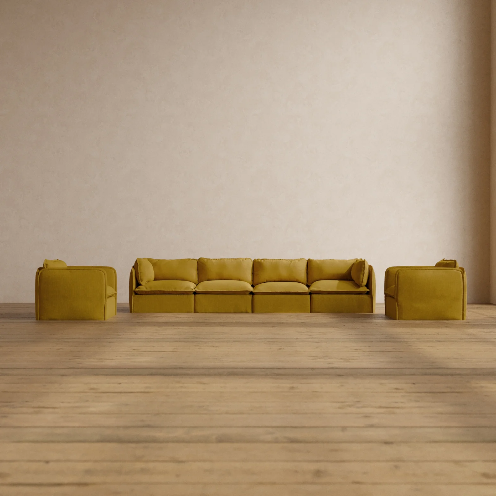 Slipcover Only - Modular Washable 4-Seater Sofa + Armchair Set in Kiiro