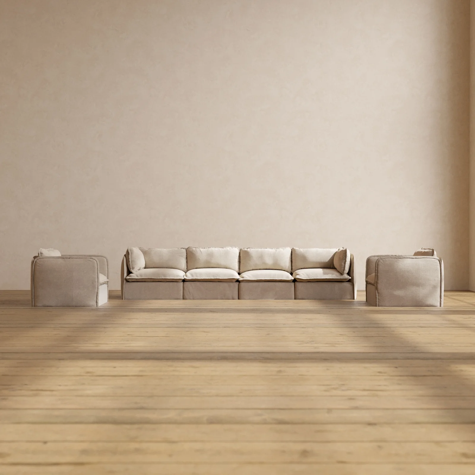 Slipcover Only - Modular Washable 4-Seater Sofa + Armchair Set in Oat