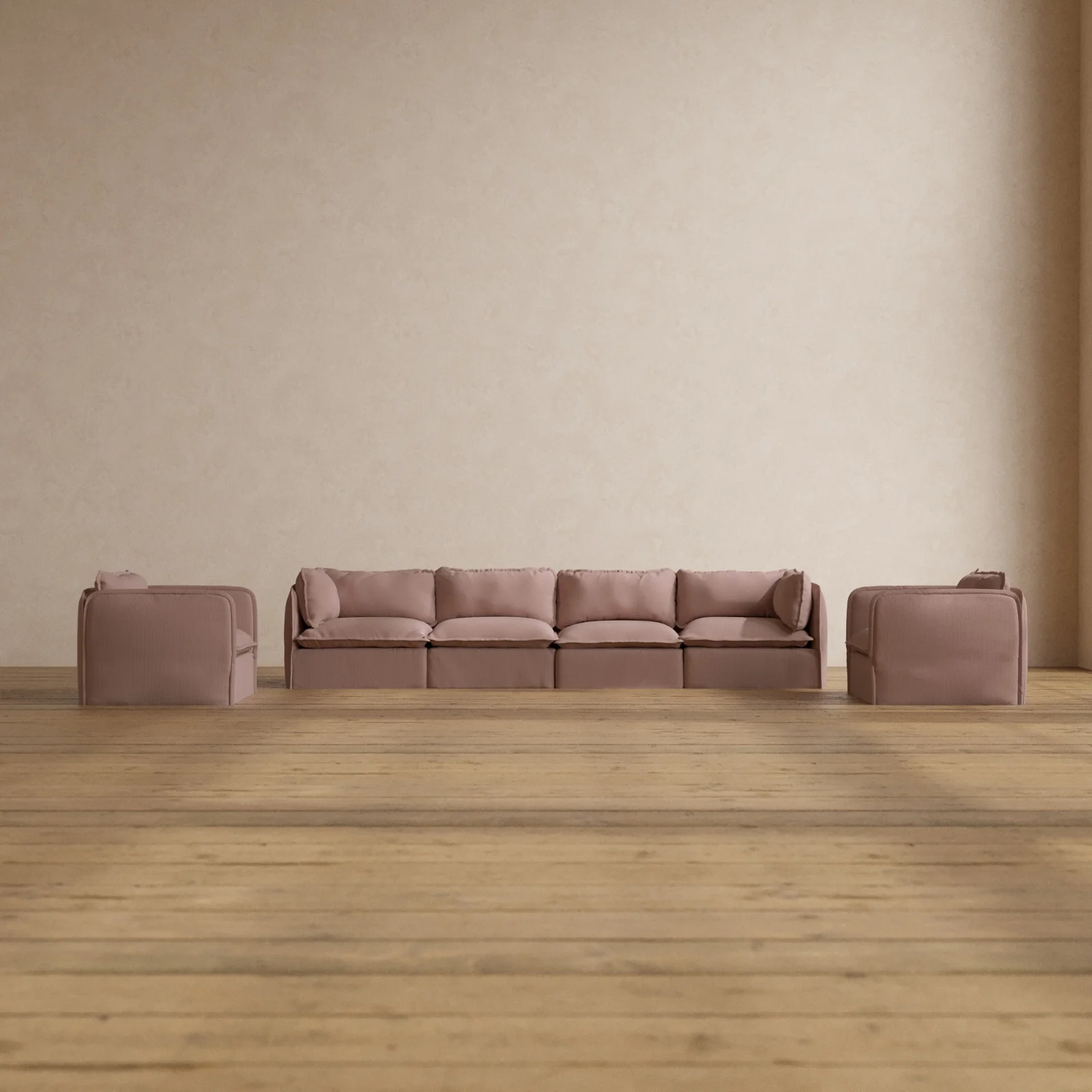 Slipcover Only - Modular Washable 4-Seater Sofa + Armchair Set in Sakura
