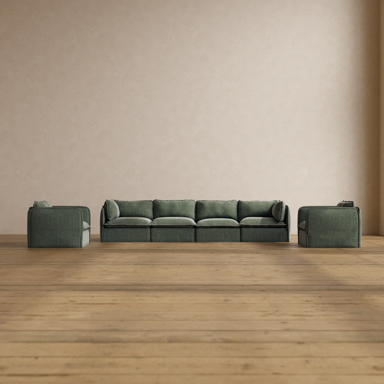 Slipcover Only - Modular Washable 4-Seater Sofa + Armchair Set in Willow