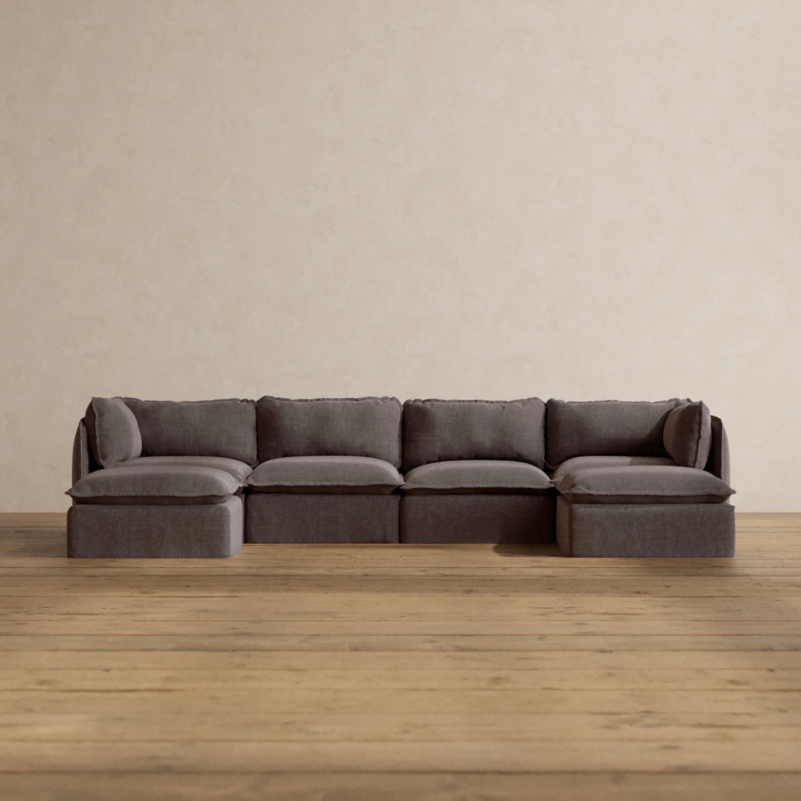 Slipcover Only - Modular Washable 4-Seater U-Sectional in Caviar