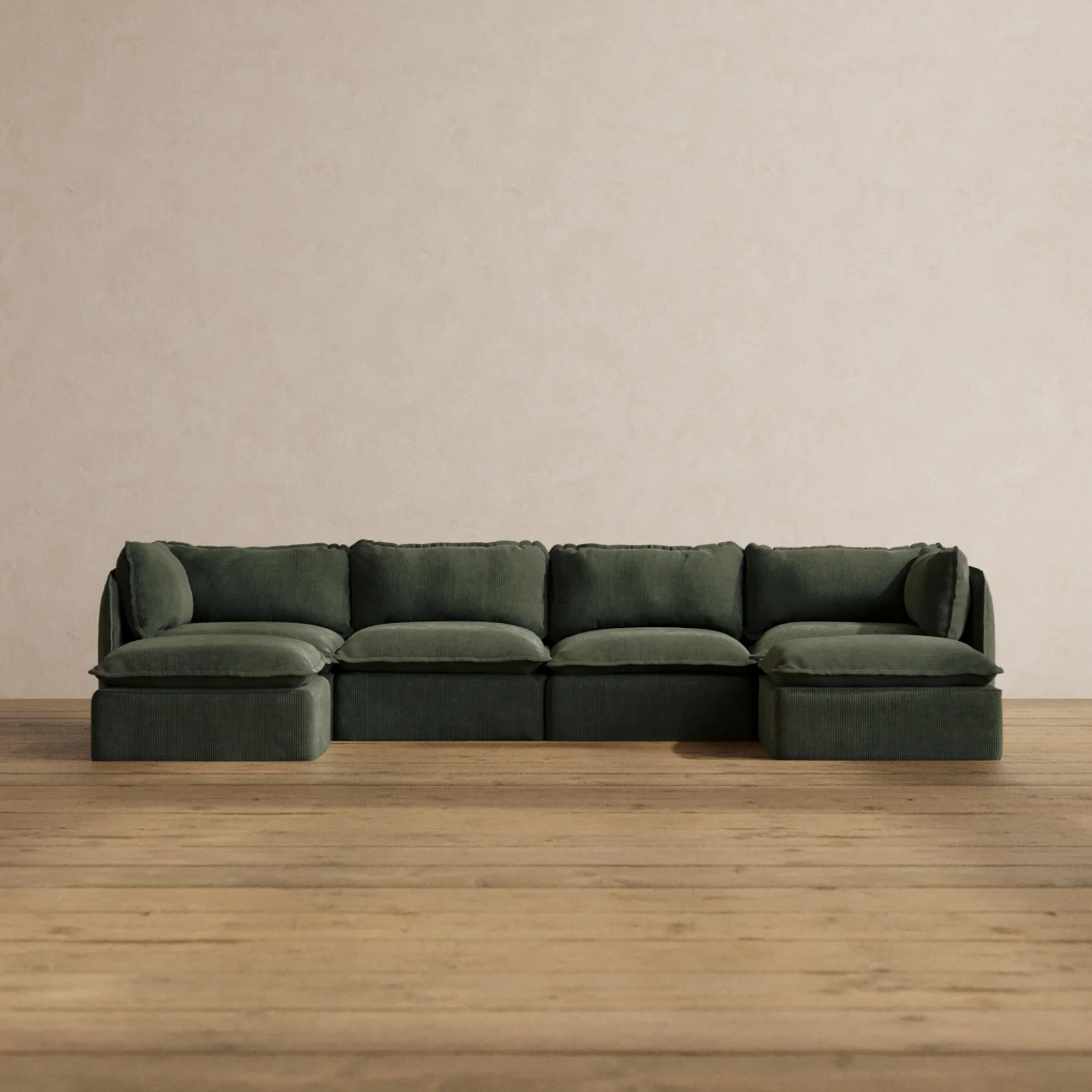 Slipcover Only - Modular Washable 4-Seater U-Sectional in Olivine