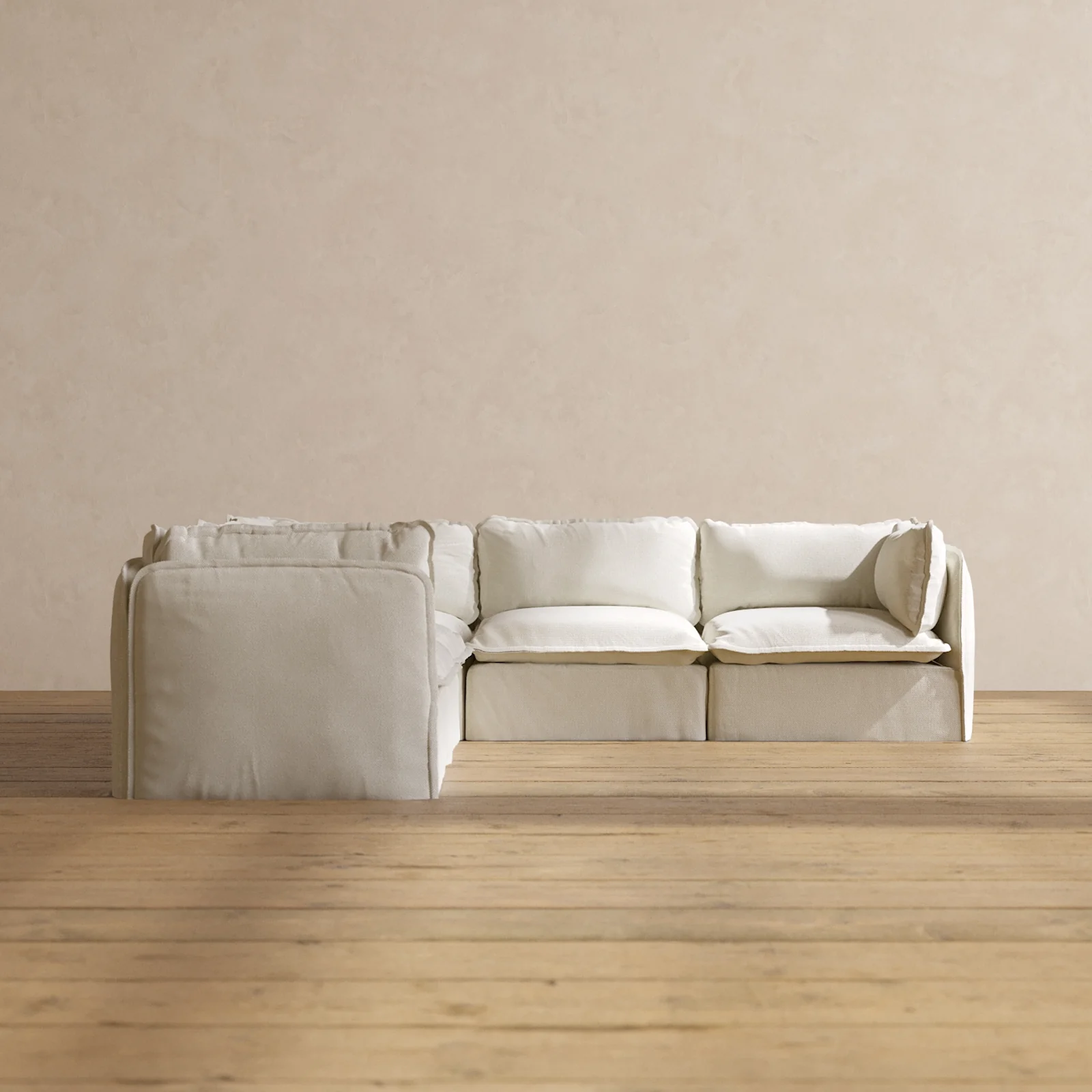 Slipcover Only - Modular Washable 5-Seater Corner Sectional in Eggshell