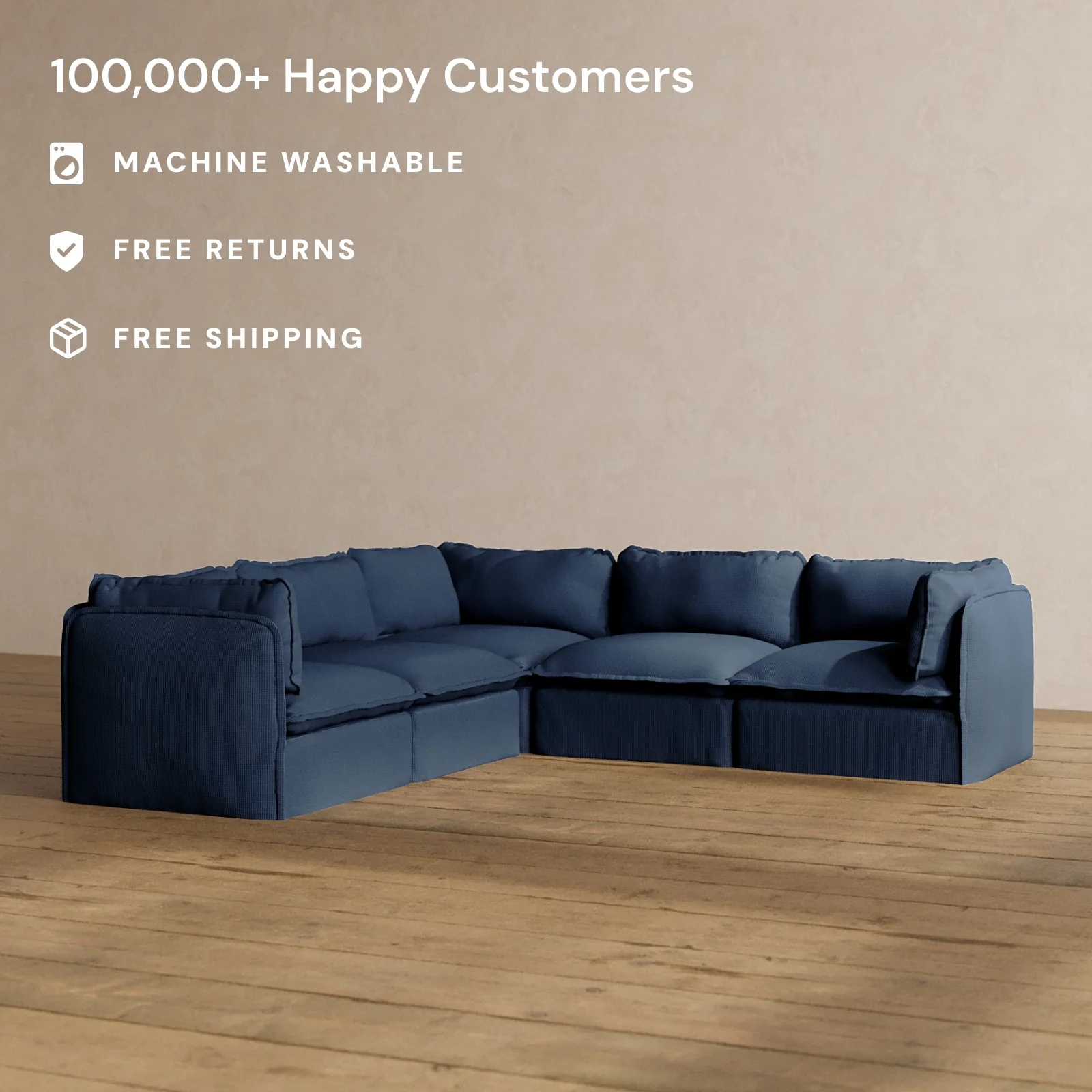 Slipcover Only - Modular Washable 5-Seater Corner Sectional in Sumi - Image 2