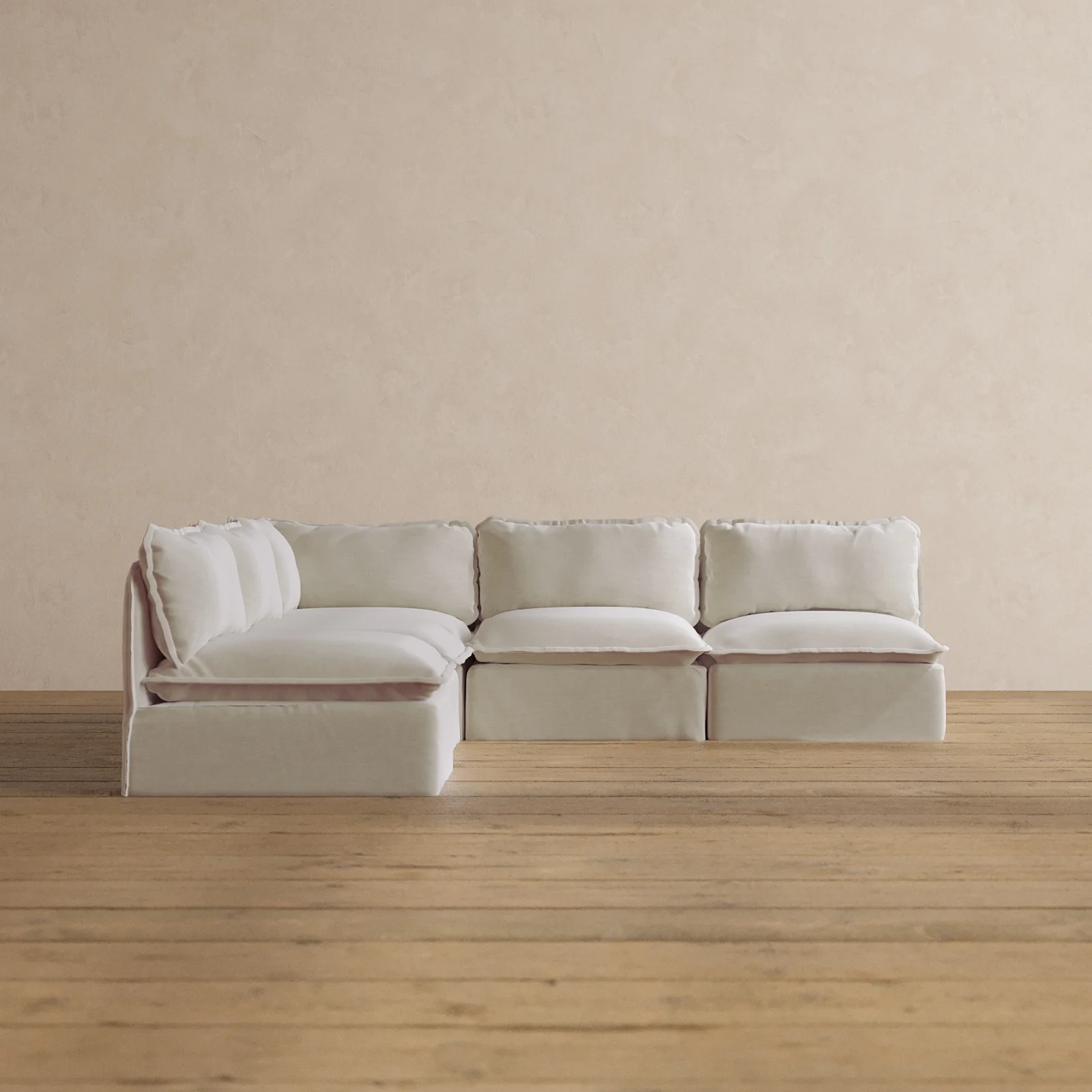 Slipcover Only - Modular Washable 5-Seater Open-Ends Corner Sectional in Coco