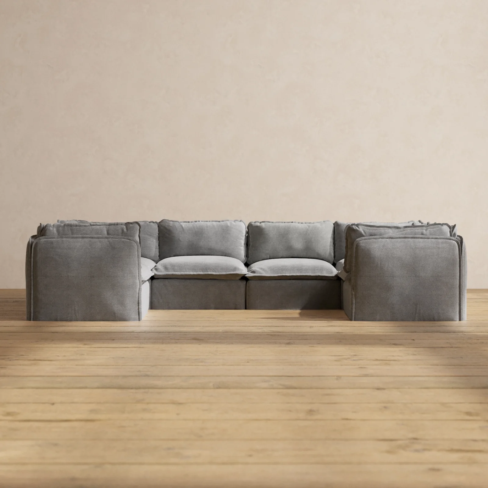 Slipcover Only - Modular Washable 6-Seater U-Sectional in Ash