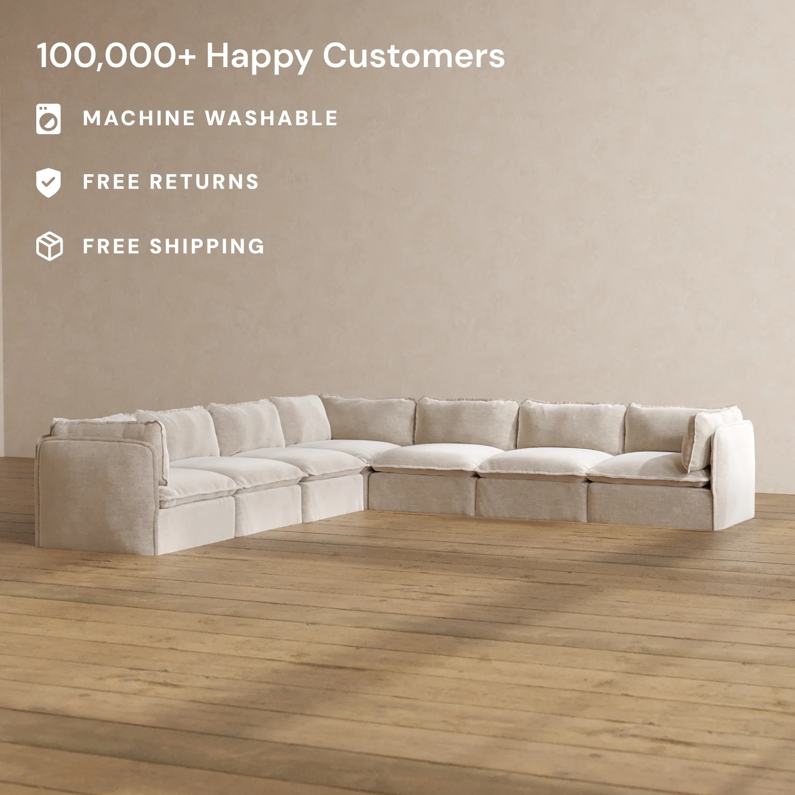 Slipcover Only - Modular Washable 7-Seater Corner Sectional in Mist - Image 2
