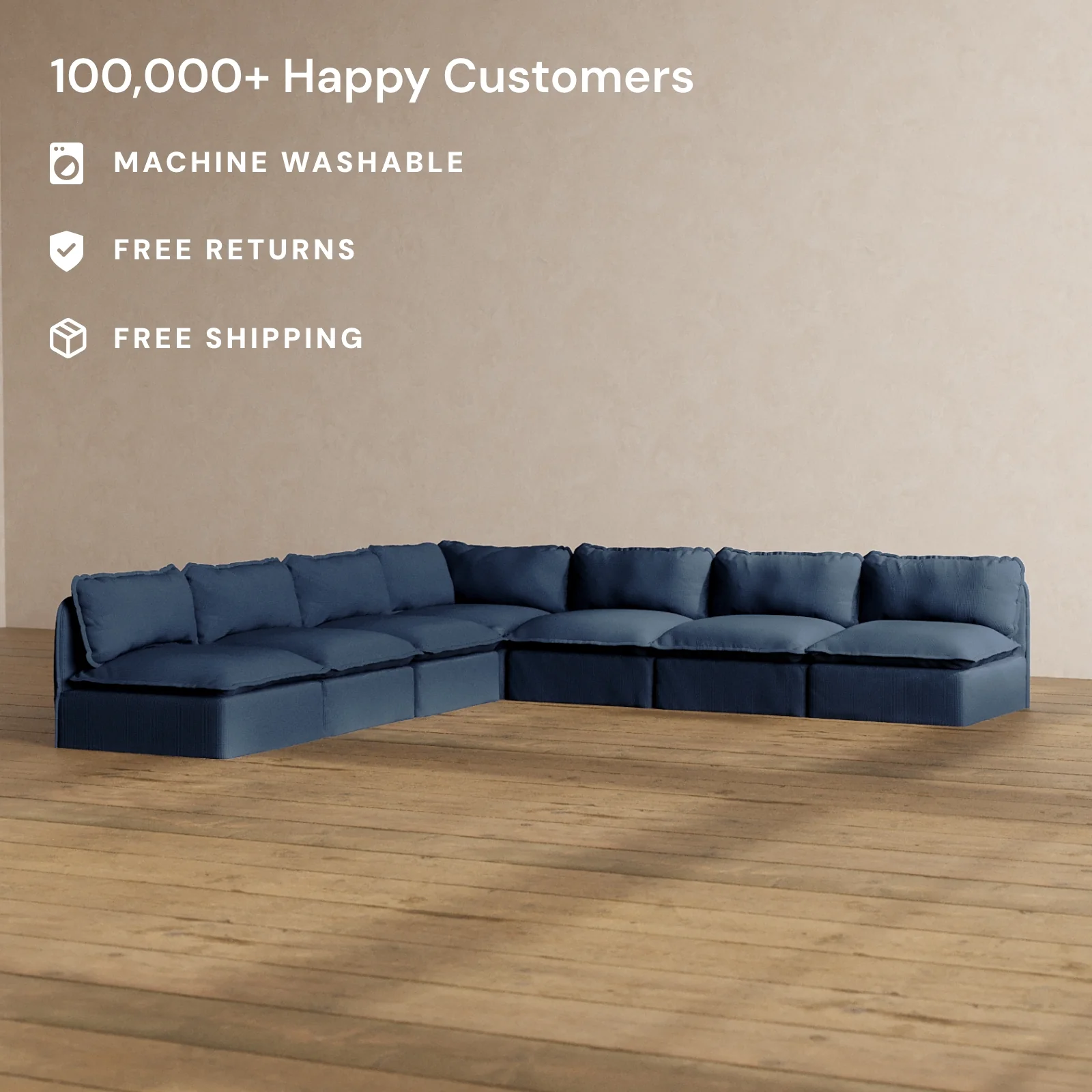Slipcover Only - Modular Washable 7-Seater Open-Ends Corner Sectional in Sumi - Image 2