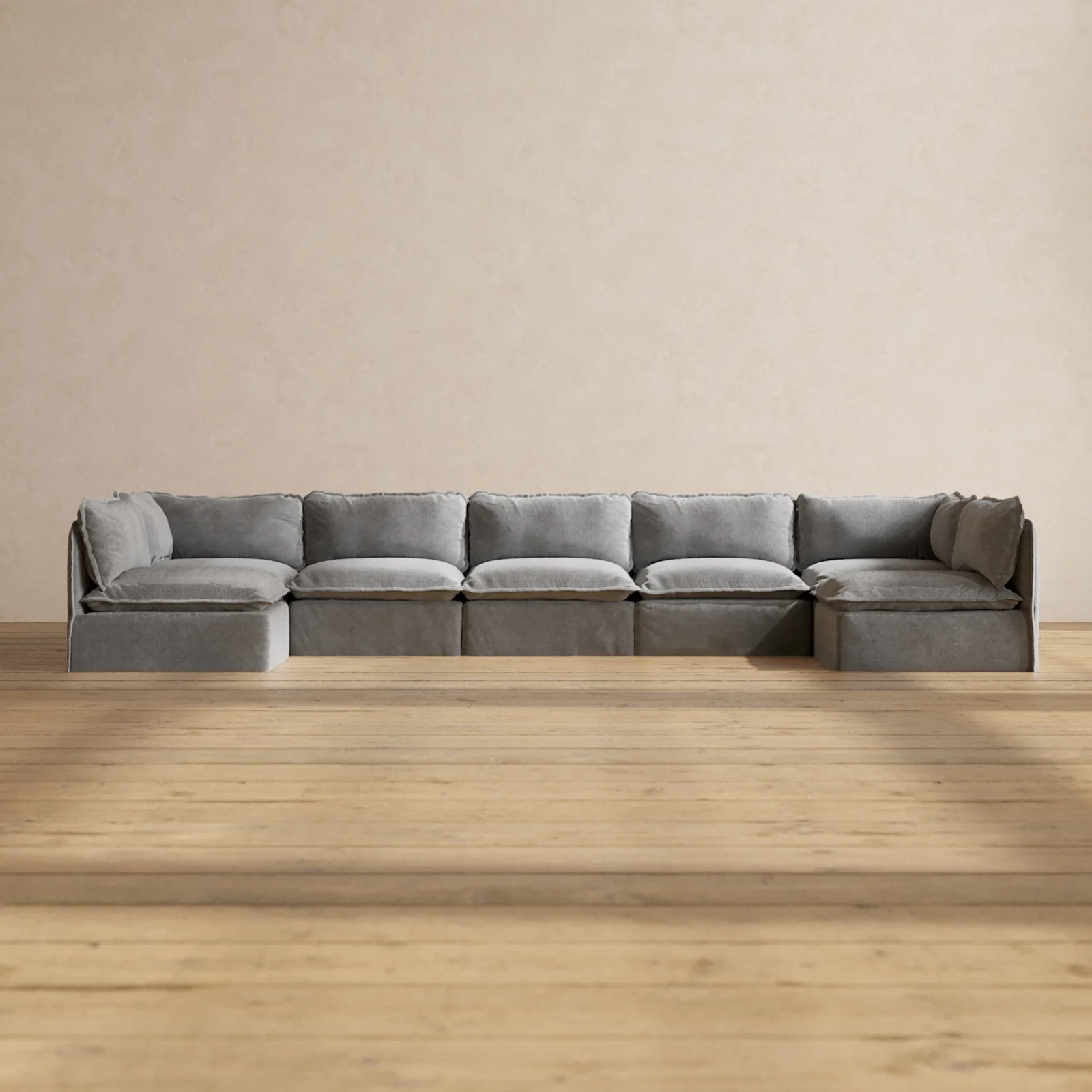 Slipcover Only - Modular Washable 7-Seater Open-Ends U-Sectional in Ash