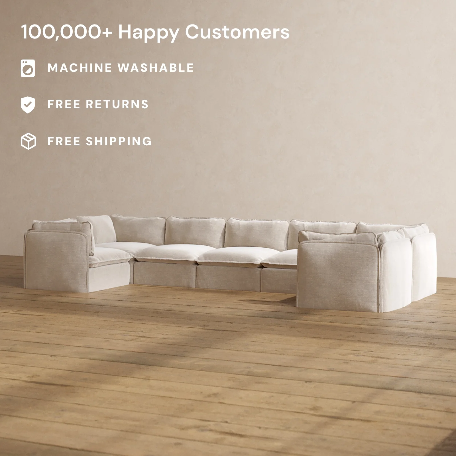 Slipcover Only - Modular Washable 7-Seater U-Sectional in Mist - Image 2