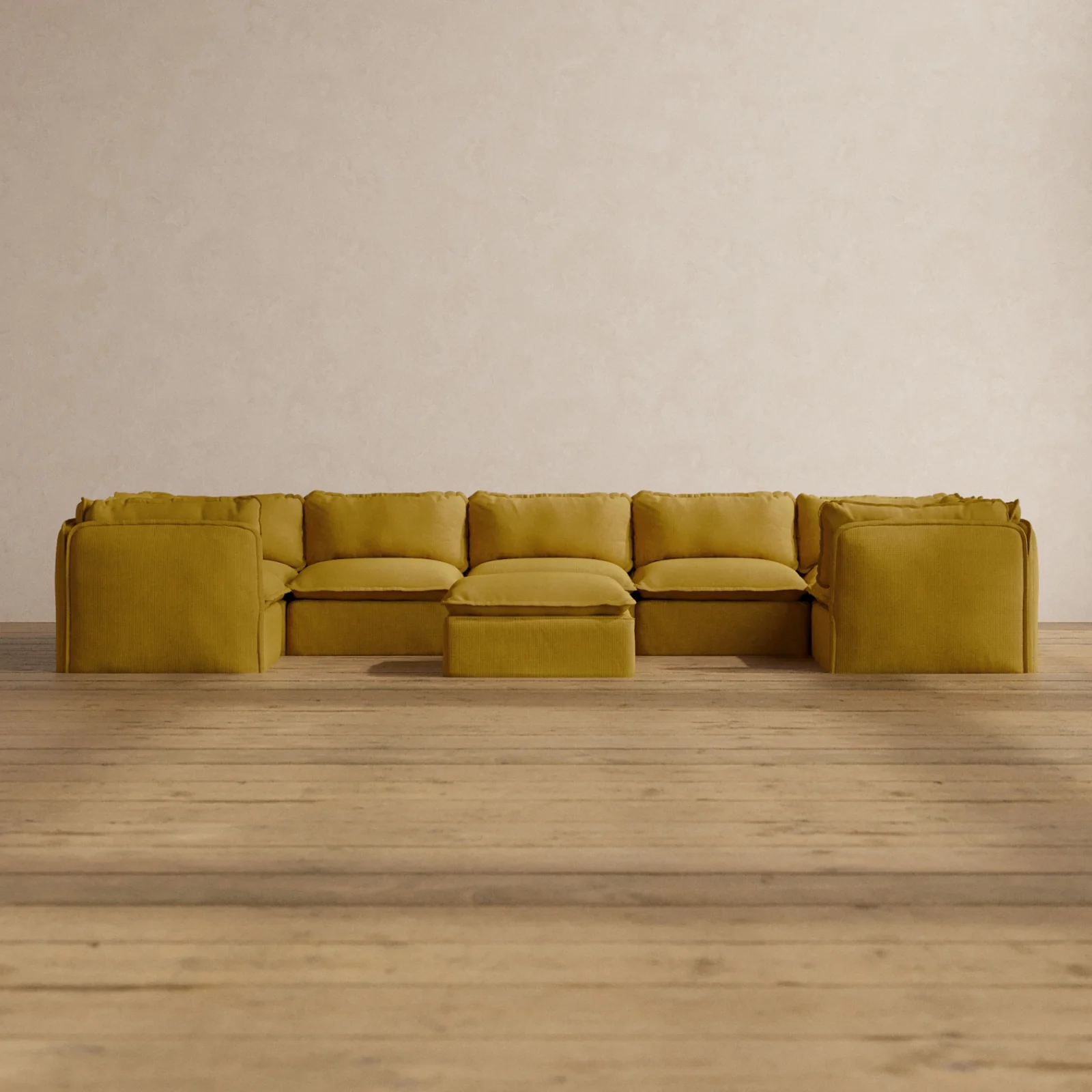 Slipcover Only - Modular Washable 7-Seater U-Sectional + Ottoman in Kiiro