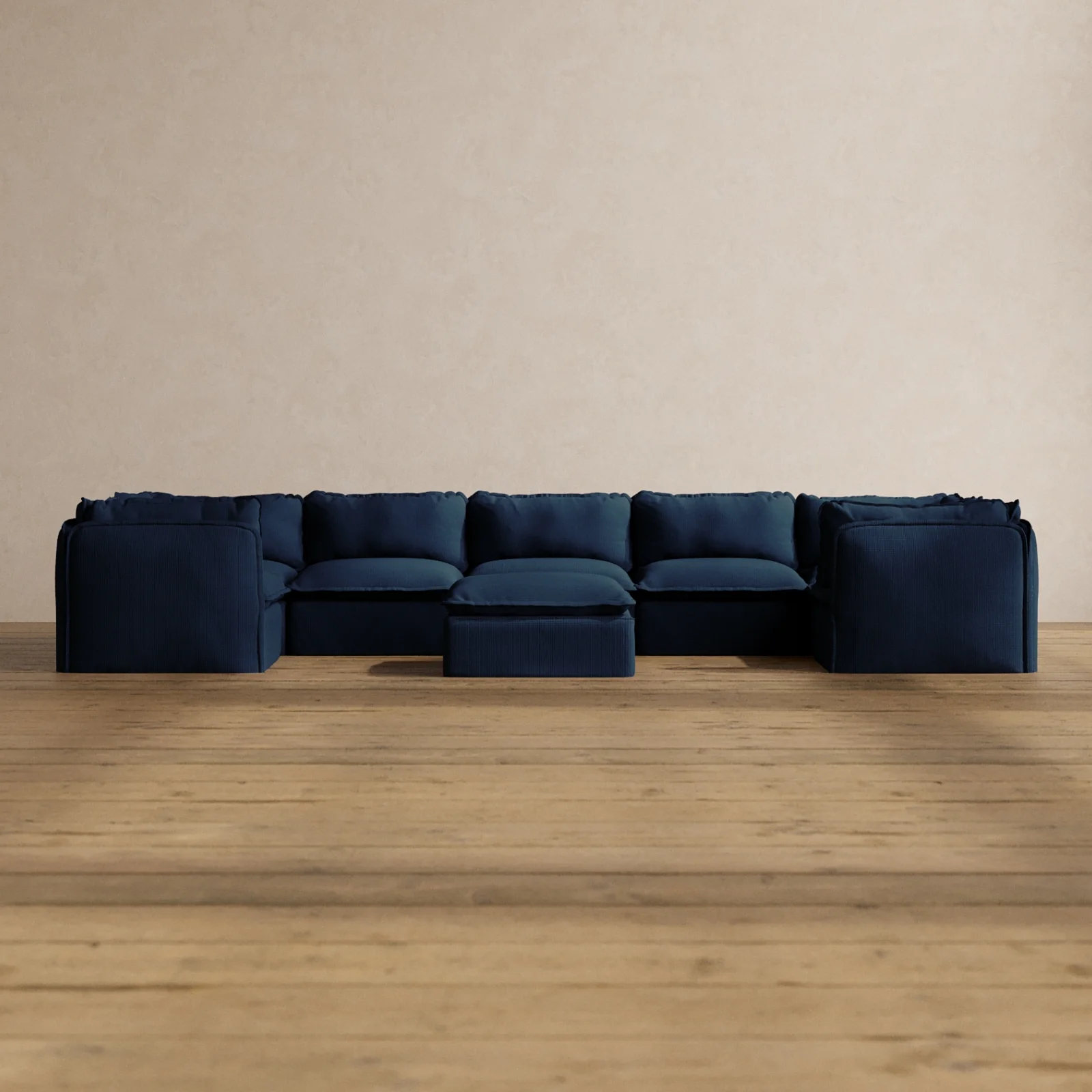 Slipcover Only - Modular Washable 7-Seater U-Sectional + Ottoman in Sumi