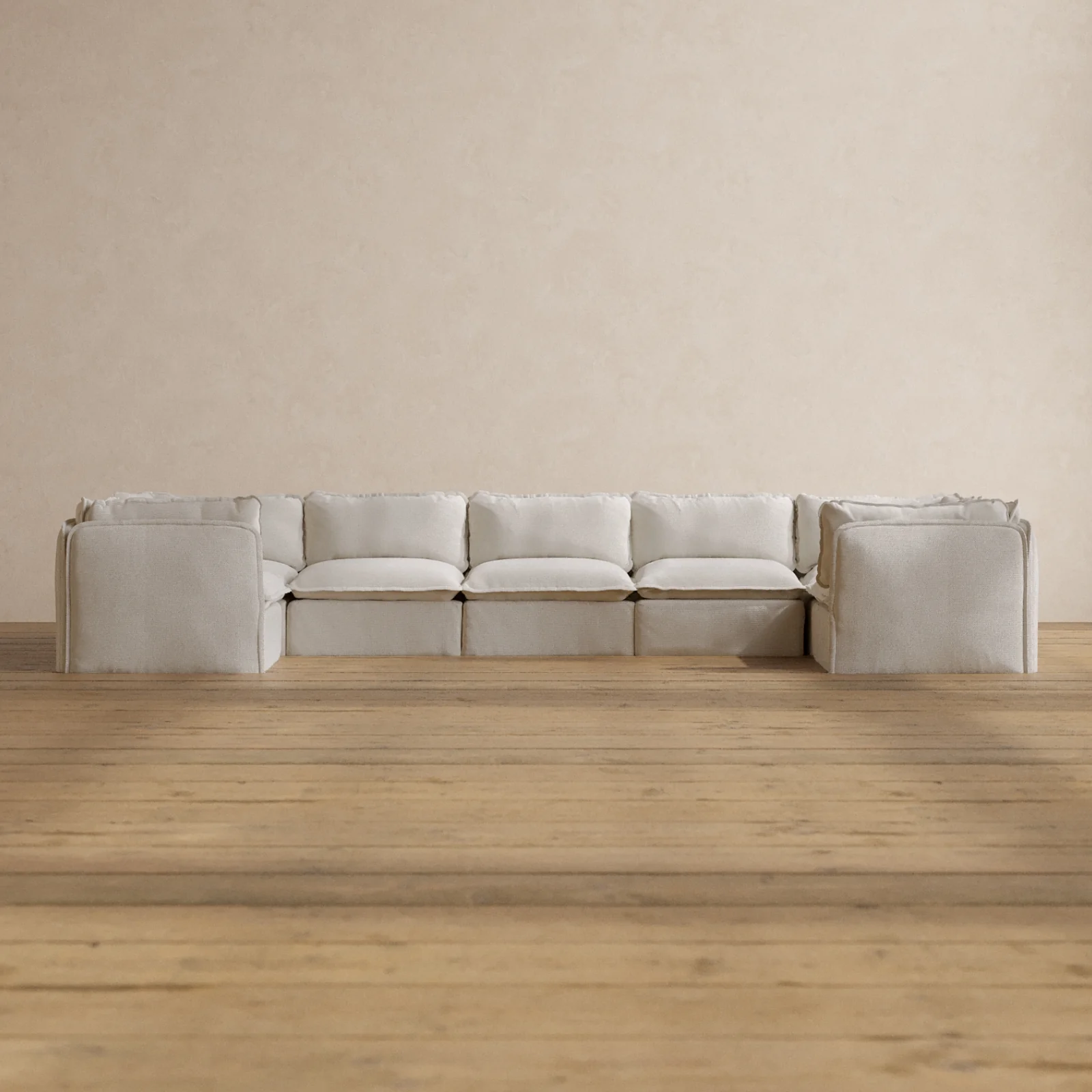 Slipcover Only - Modular Washable 7-Seater U-Sectional in Powder