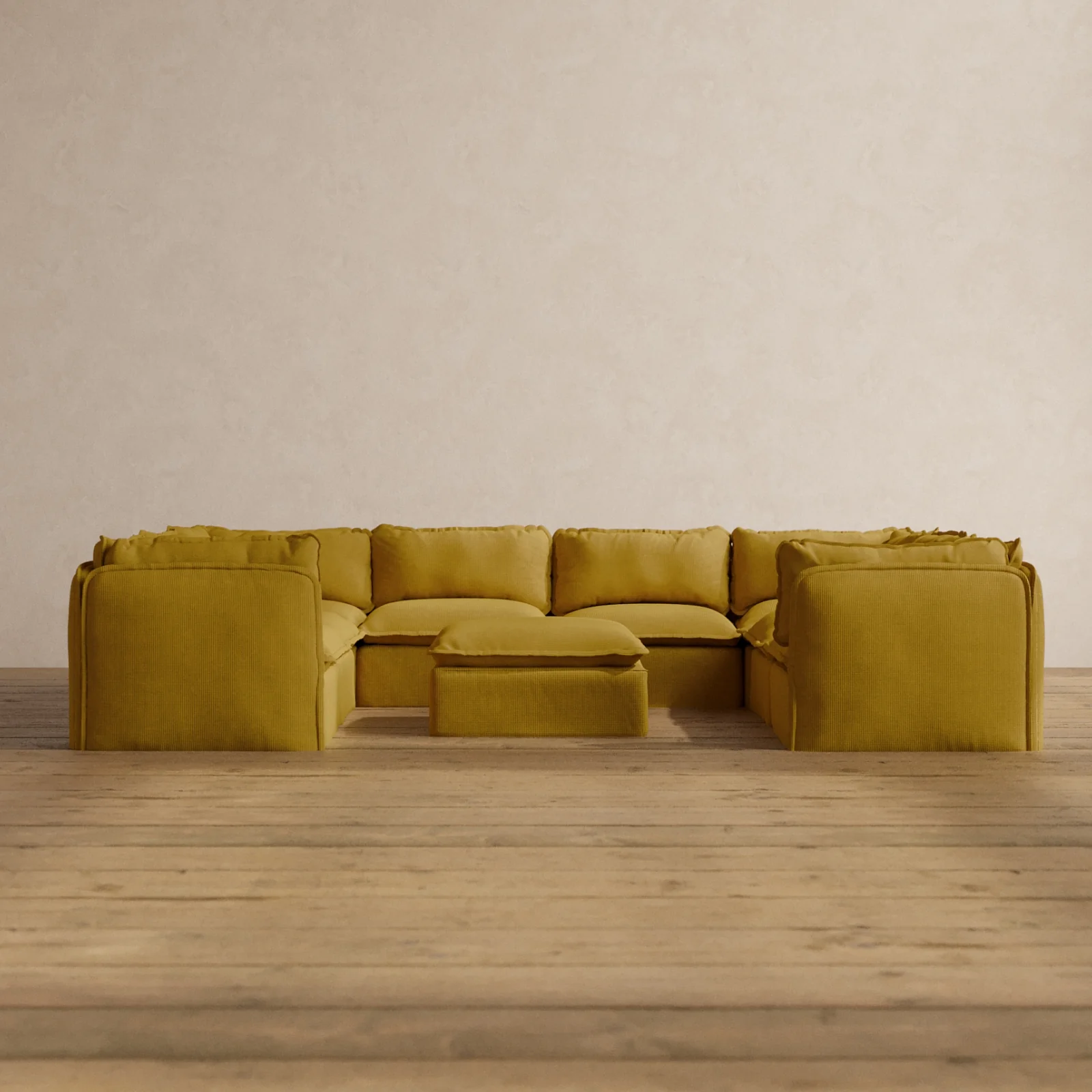 Slipcover Only - Modular Washable 8-Seater U-Sectional + Ottoman in Kiiro