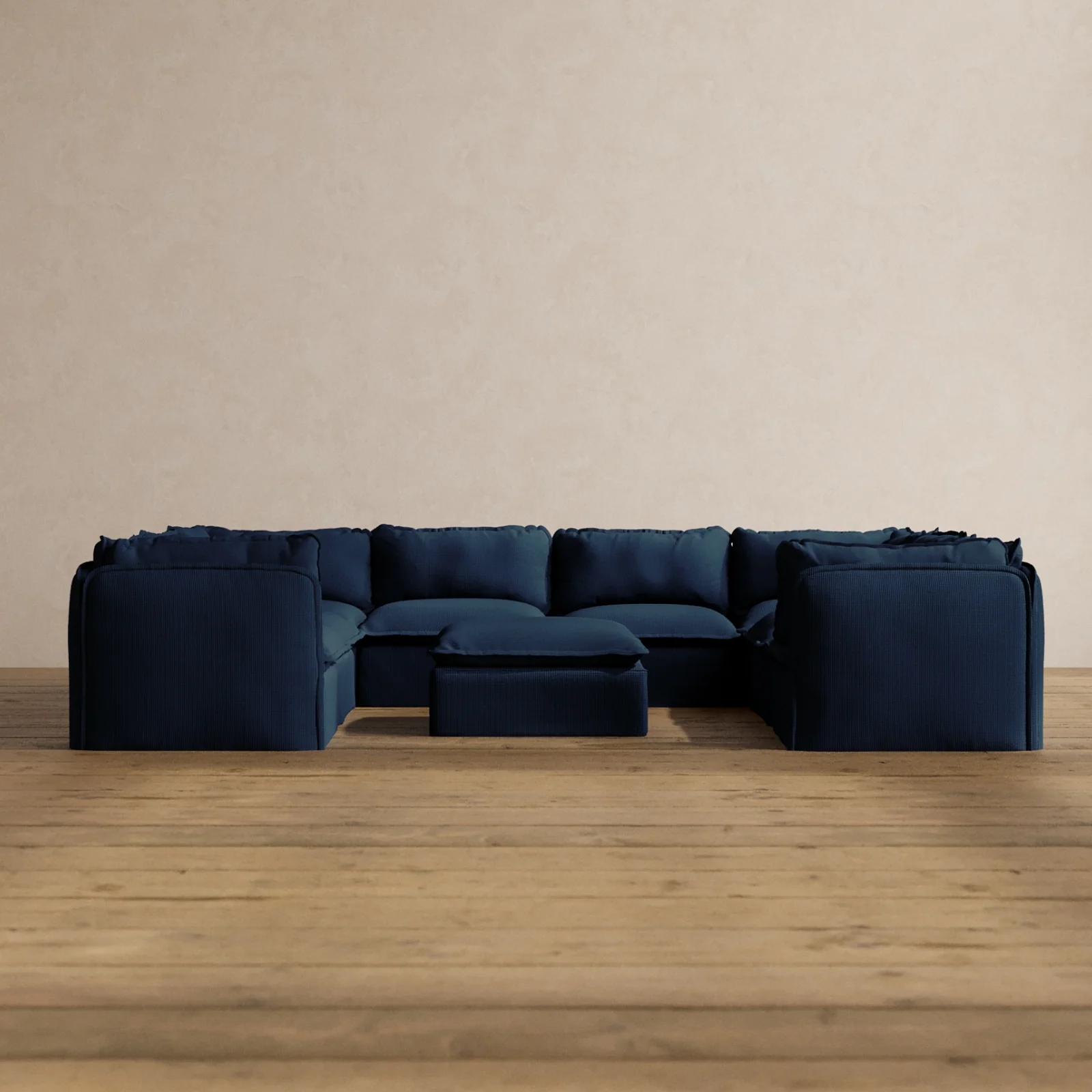 Slipcover Only - Modular Washable 8-Seater U-Sectional + Ottoman in Sumi