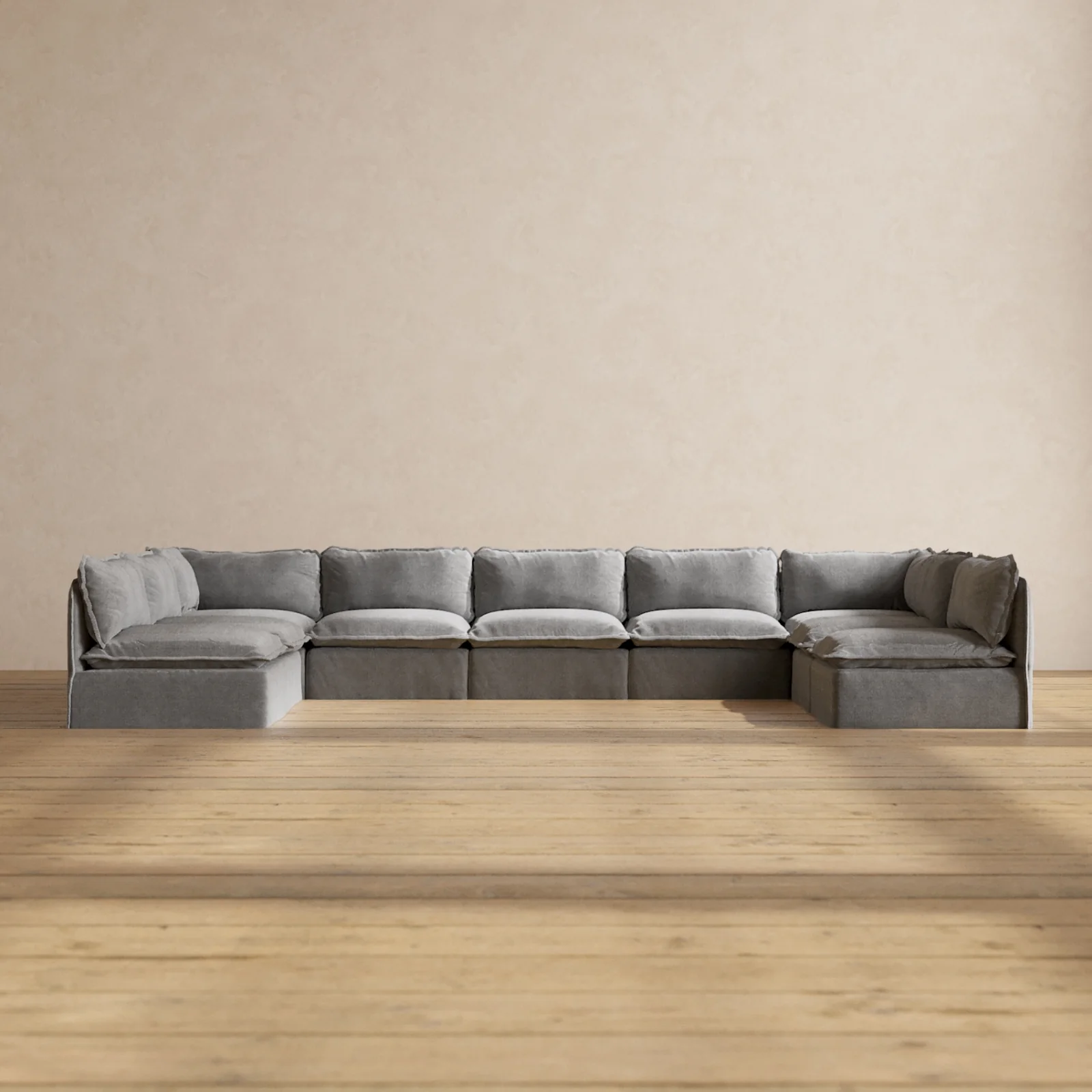 Slipcover Only - Modular Washable 9-Seater Open-Ends U-Sectional in Ash