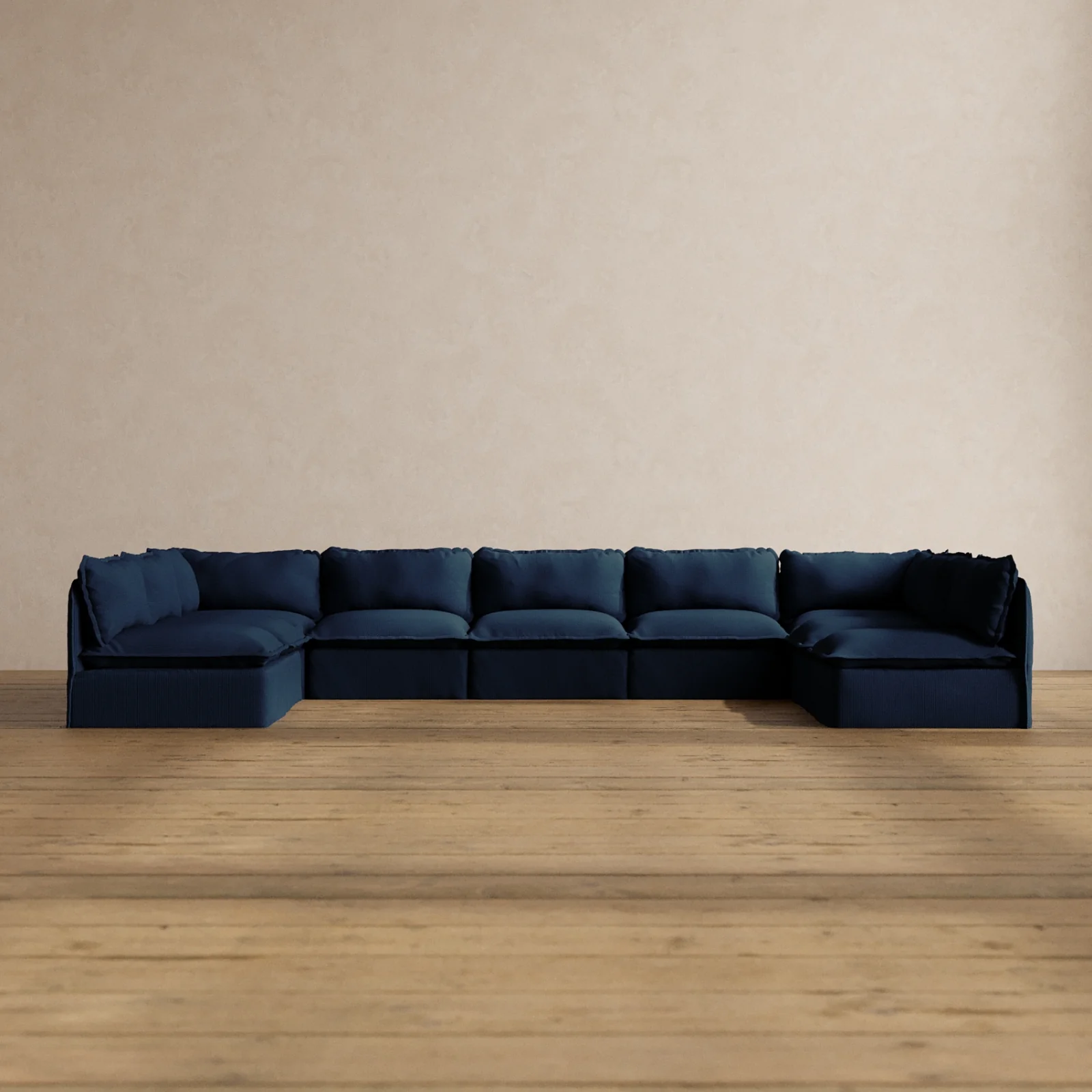 Slipcover Only - Modular Washable 9-Seater Open-Ends U-Sectional in Sumi