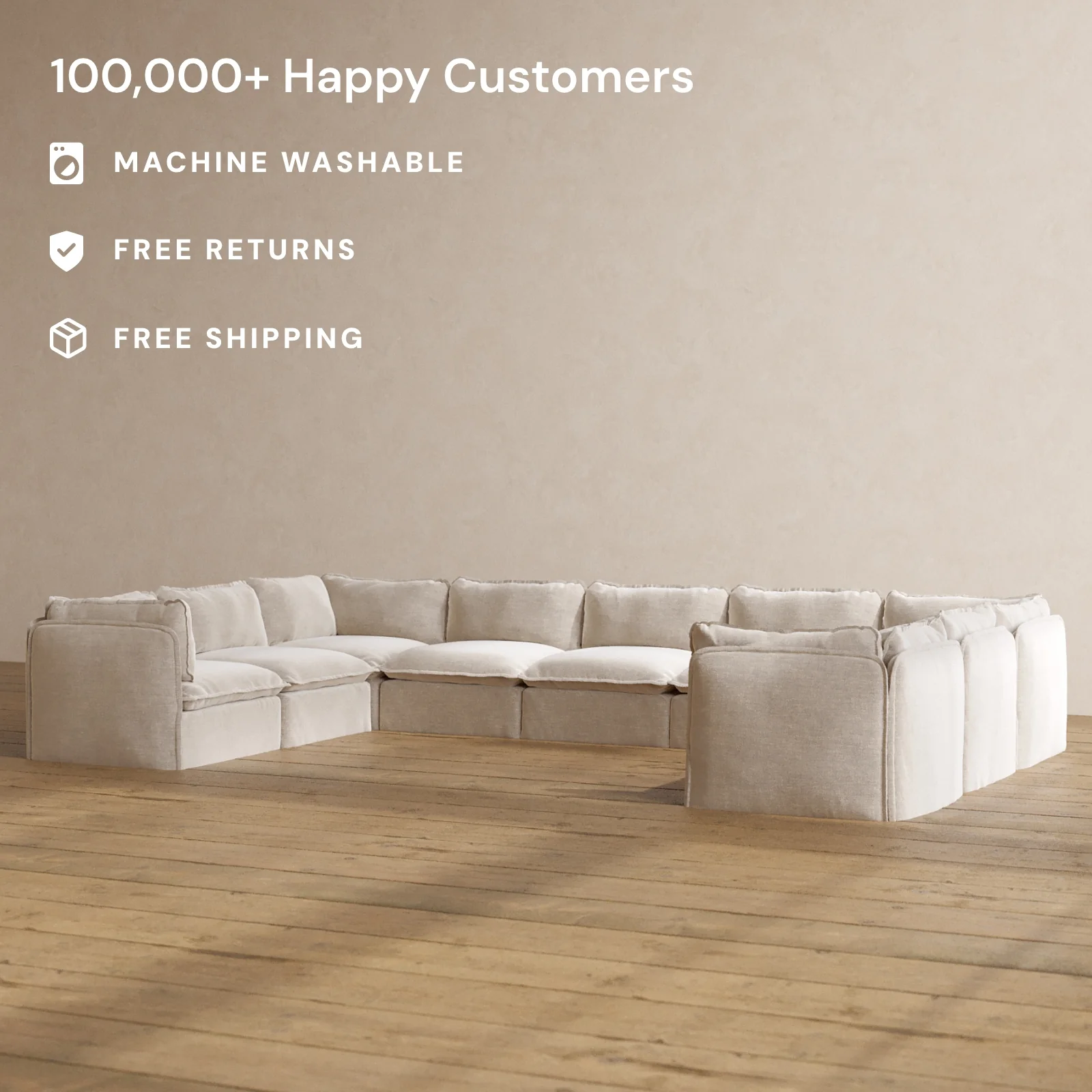 Slipcover Only - Modular Washable 9-Seater U-Sectional in Mist - Image 2