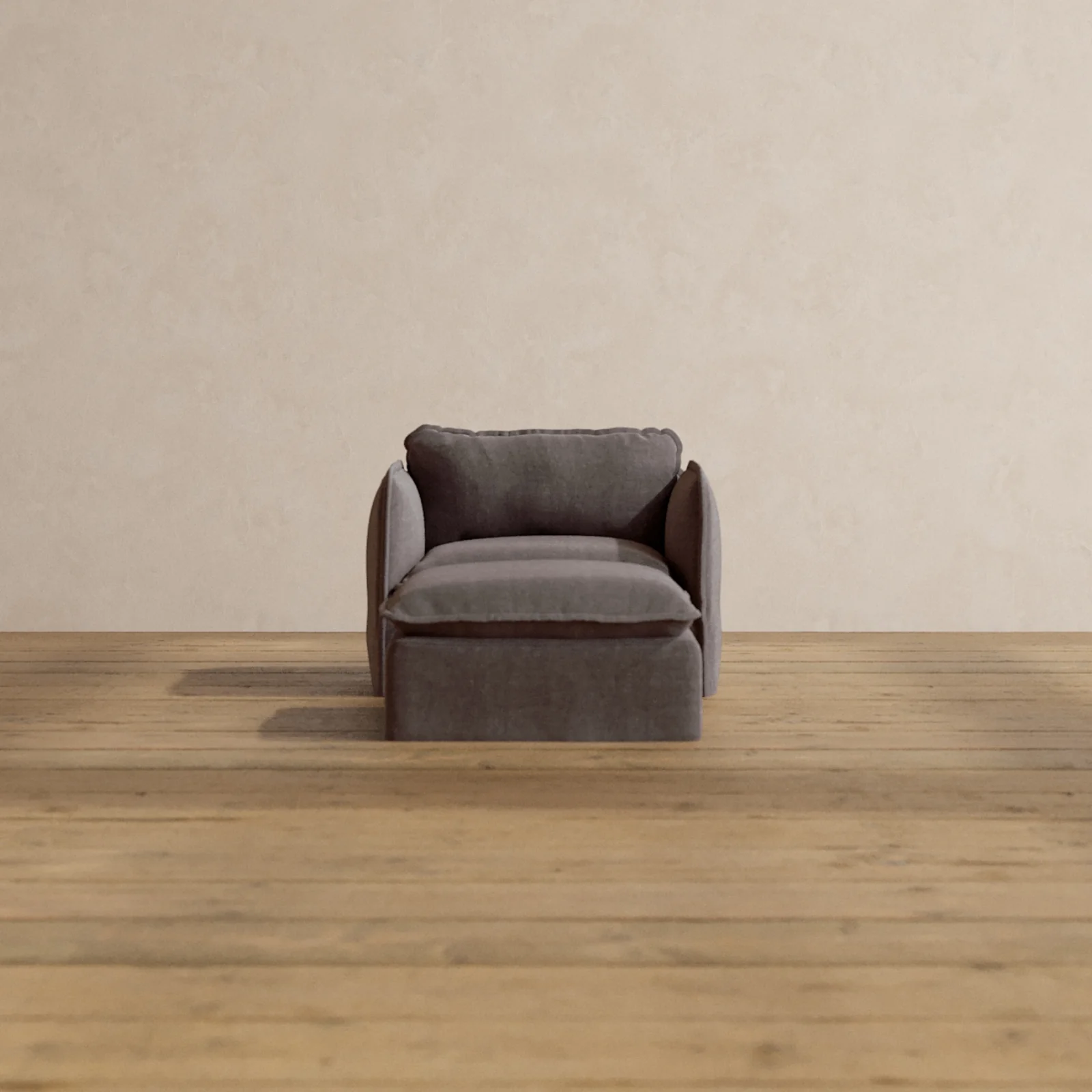 Slipcover Only - Modular Washable Armchair + Ottoman in Caviar
