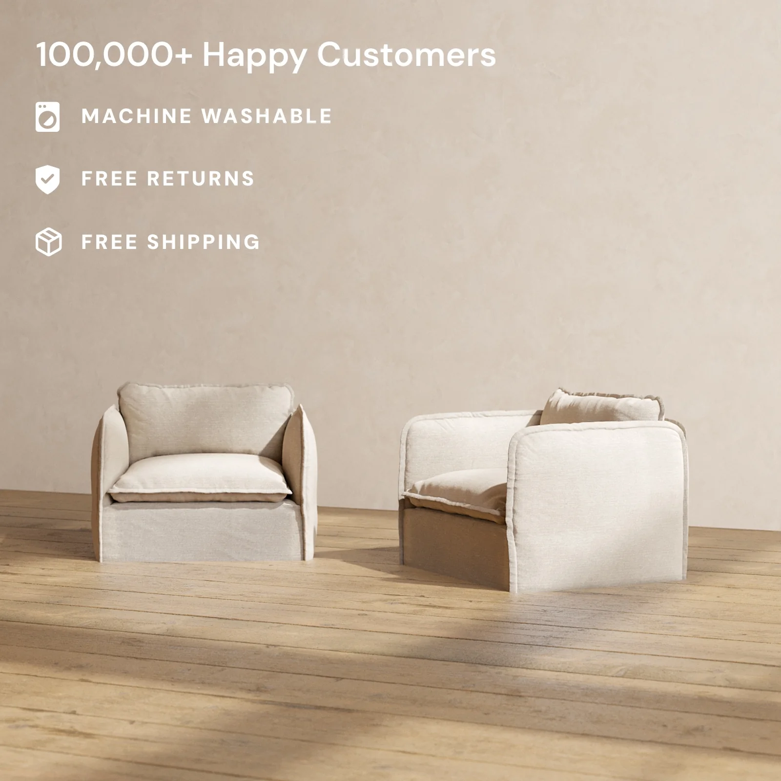 Slipcover Only - Modular Washable Armchair Set in Oat - Image 2