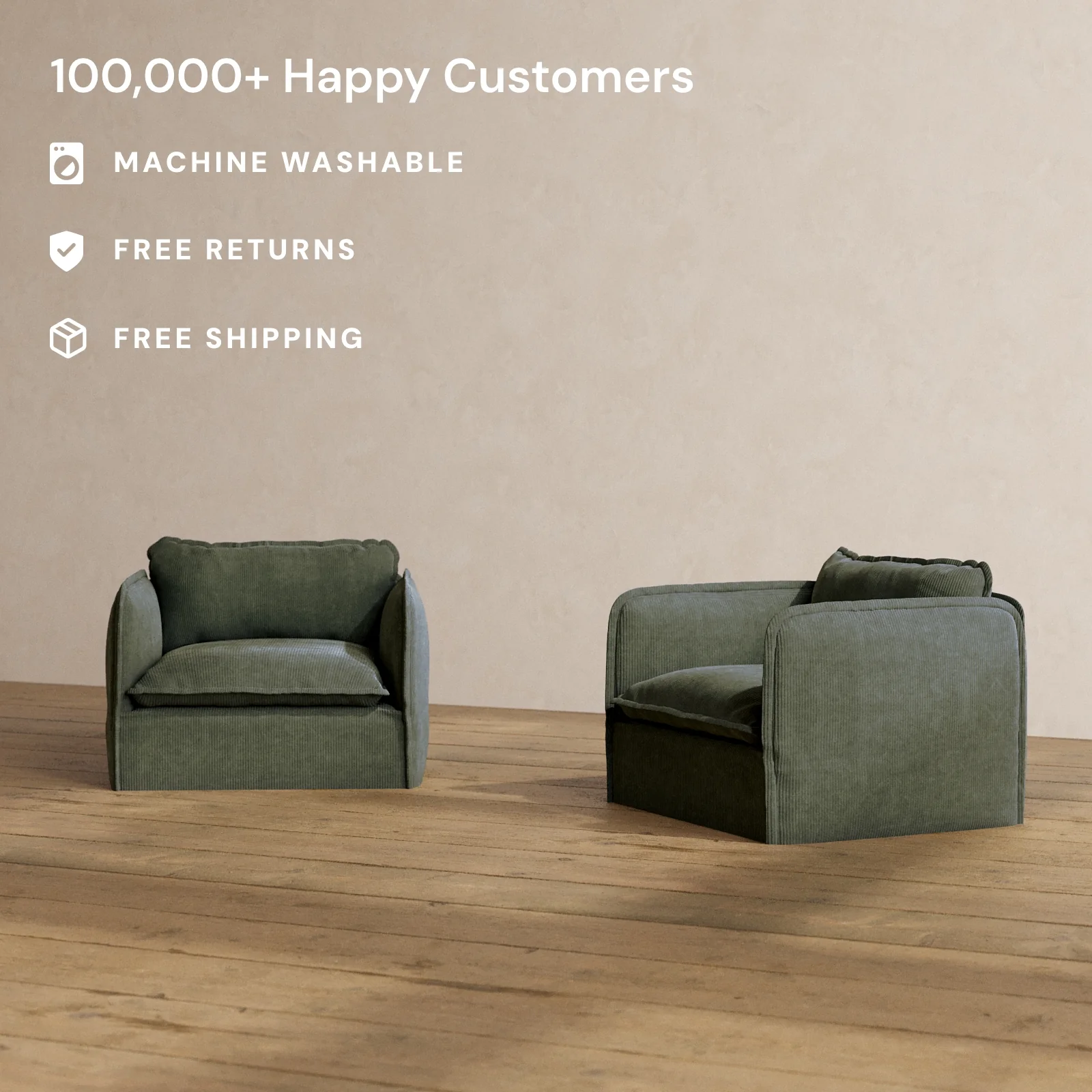 Slipcover Only - Modular Washable Armchair Set in Olivine - Image 2