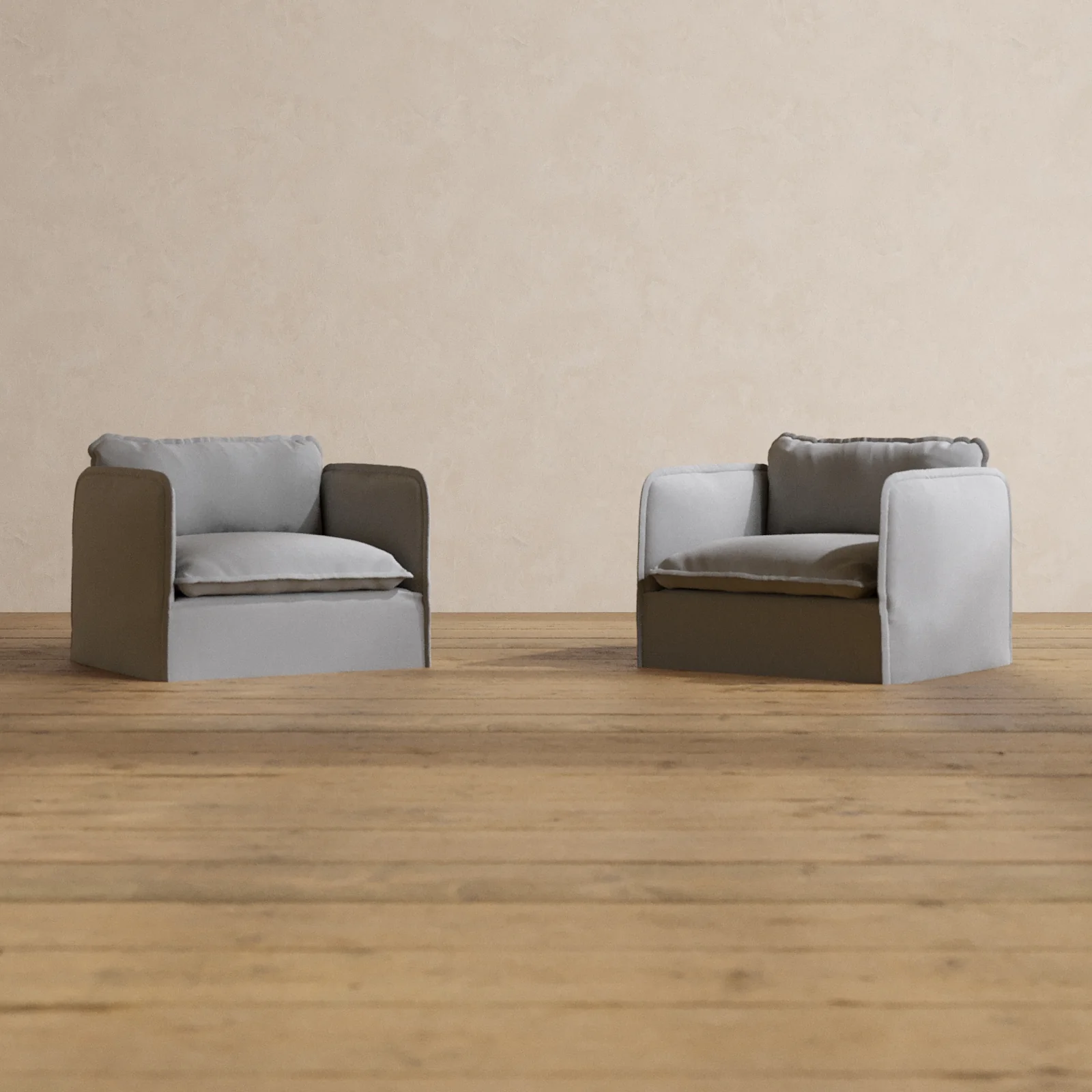 Slipcover Only - Modular Washable Armchair Set in Pumice