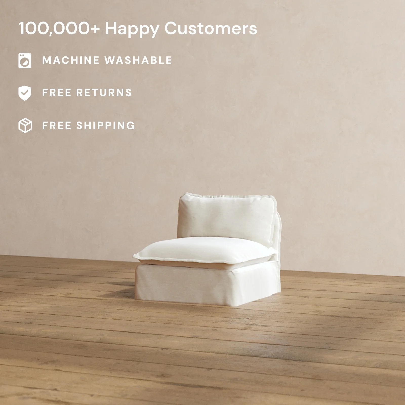 Slipcover Only - Modular Washable Armless Chair in Coco - Image 2