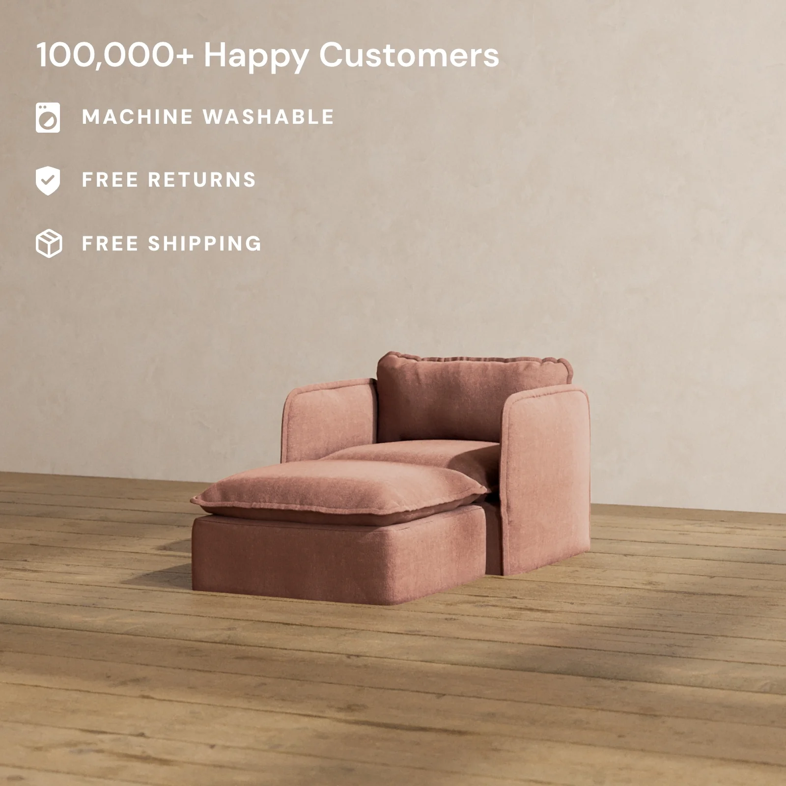 Slipcover Only - Modular Washable Chaise Armchair in Chestnut - Image 2