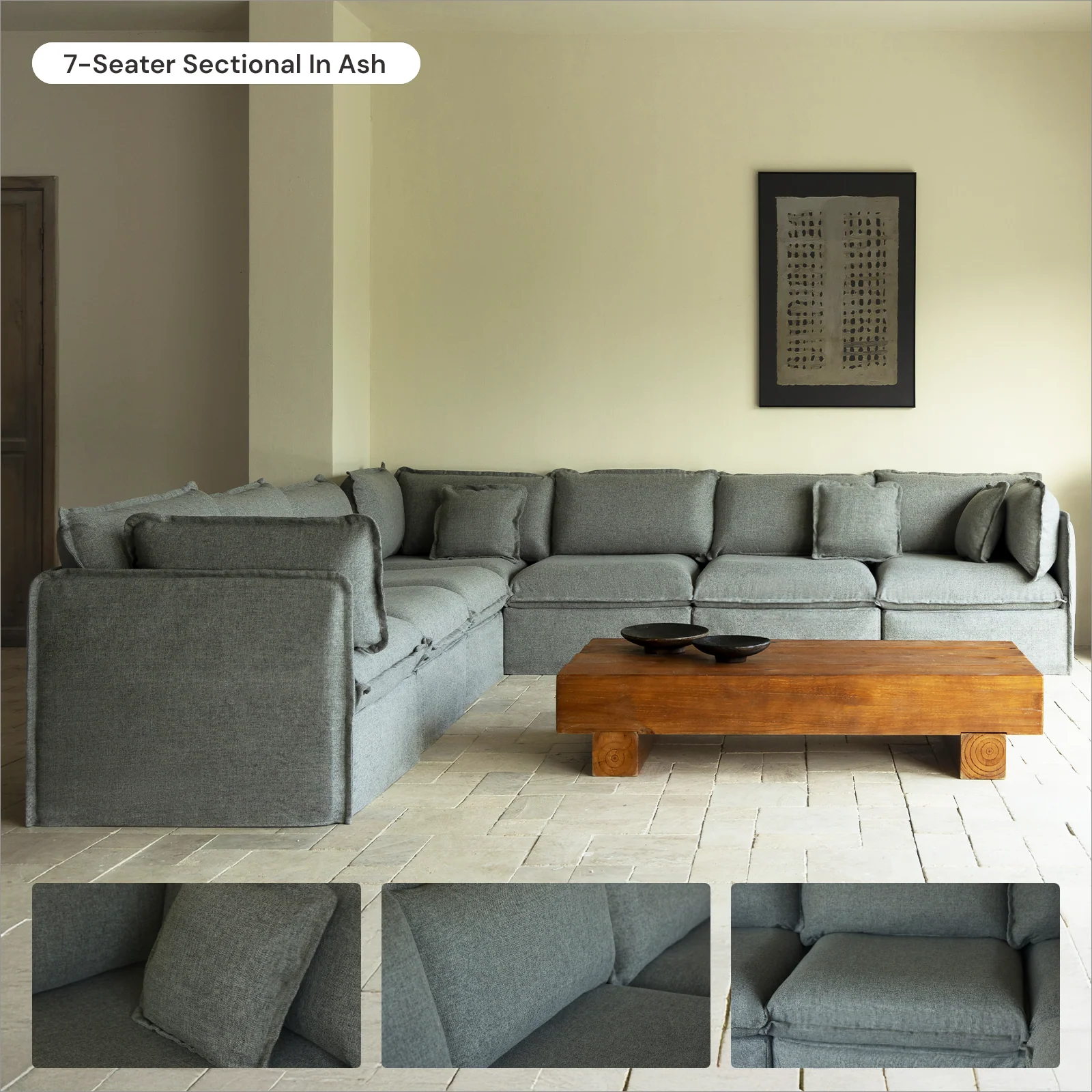 Slipcover Only - Modular Washable Corner Chair in Ash - Image 6