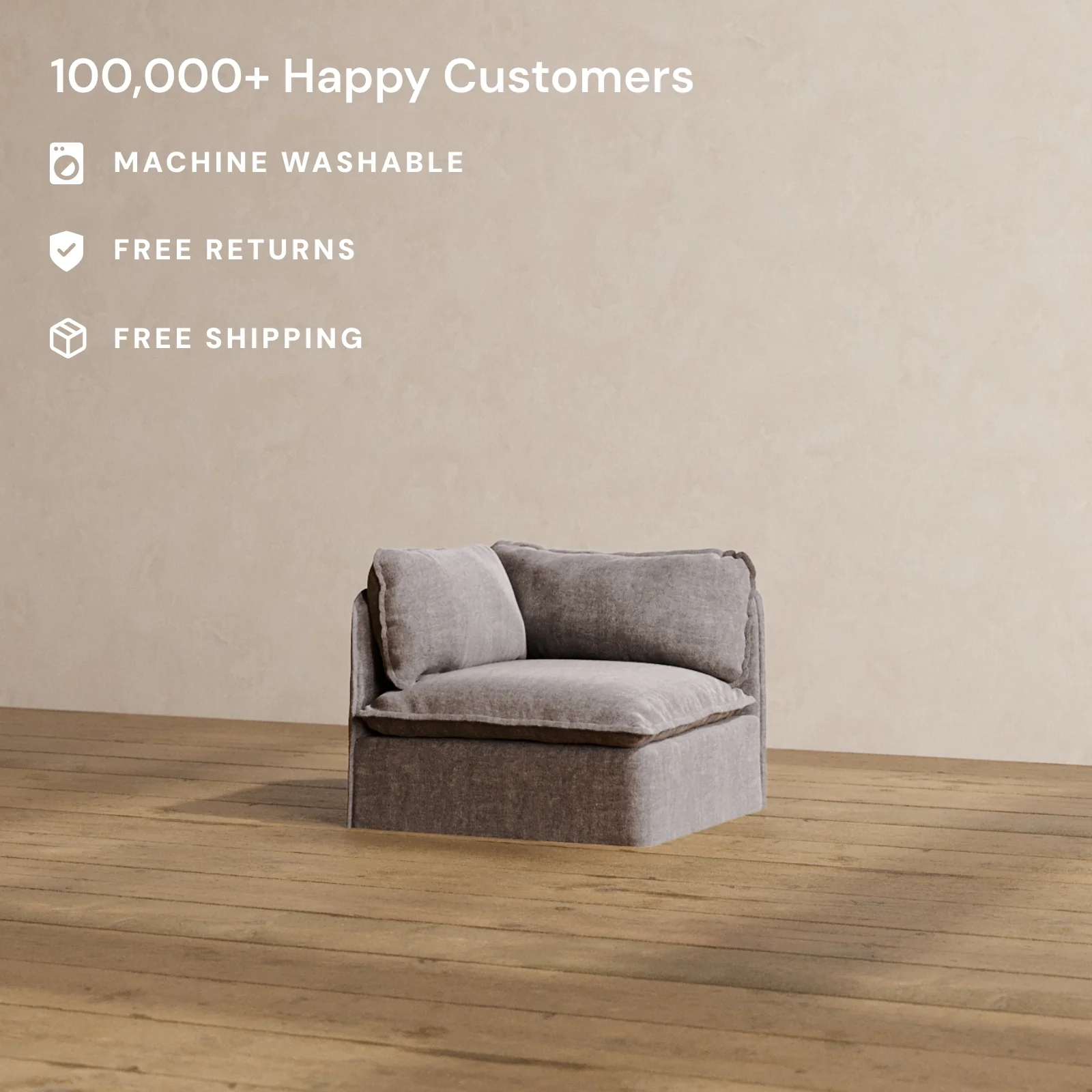 Slipcover Only - Modular Washable Corner Chair in Caviar - Image 2
