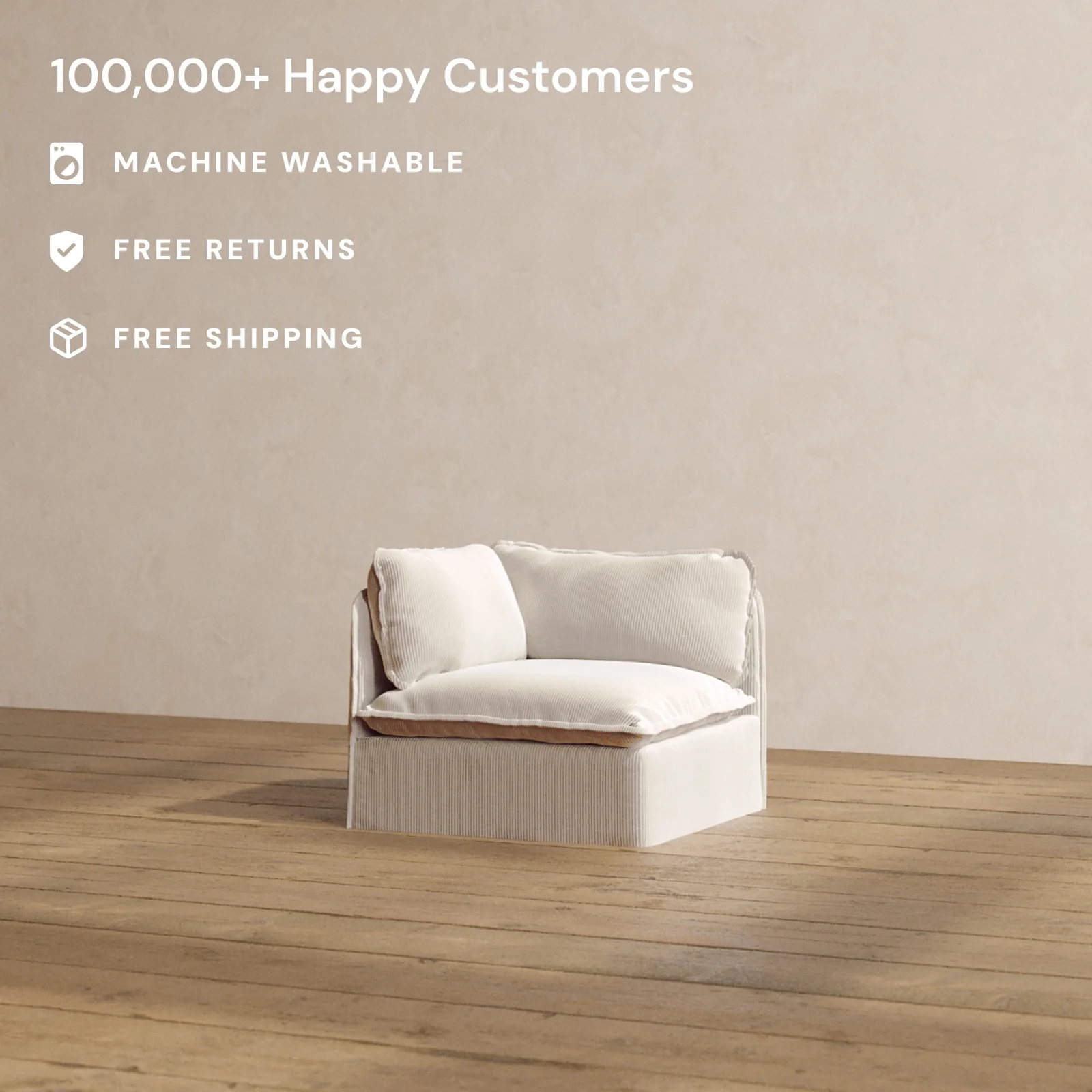 Slipcover Only - Modular Washable Corner Chair in Milk - Image 2