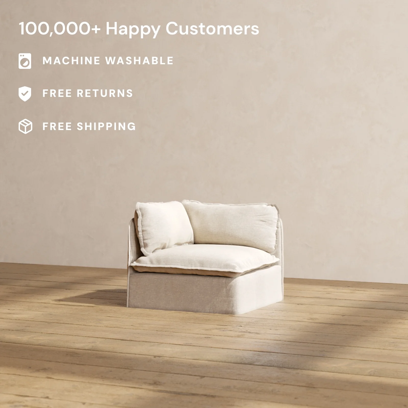 Slipcover Only - Modular Washable End Chair - Left in Oat - Image 2