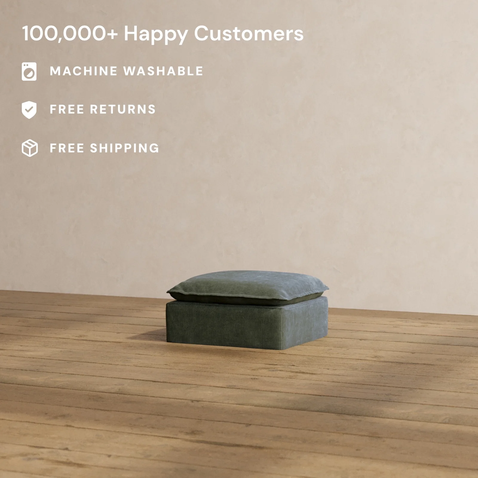 Slipcover Only - Modular Washable Ottoman in Olivine - Image 2
