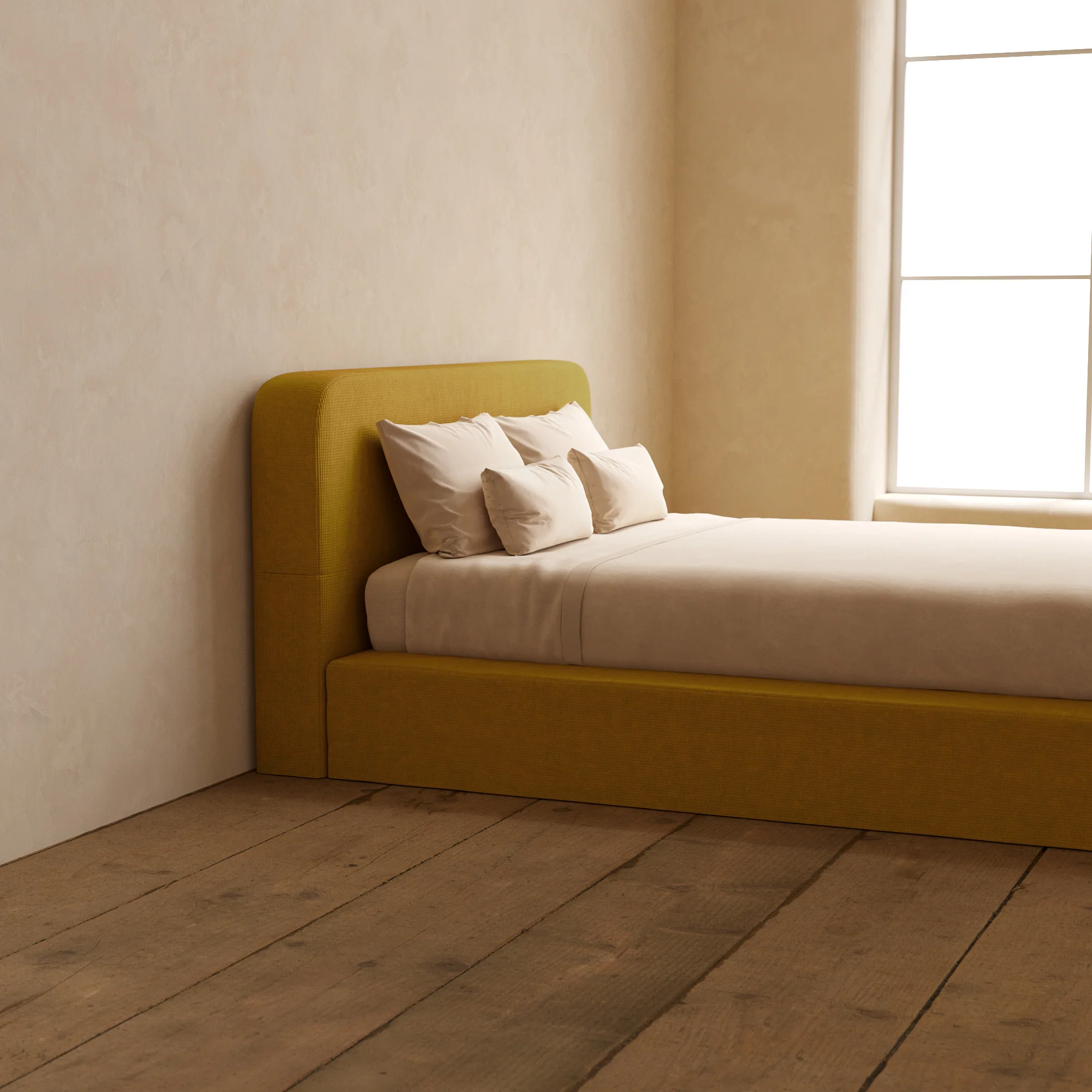 Slipcover Only - Queen Upholstered Platform Bed + Headboard | Mizu Weave in Kiiro - Image 5