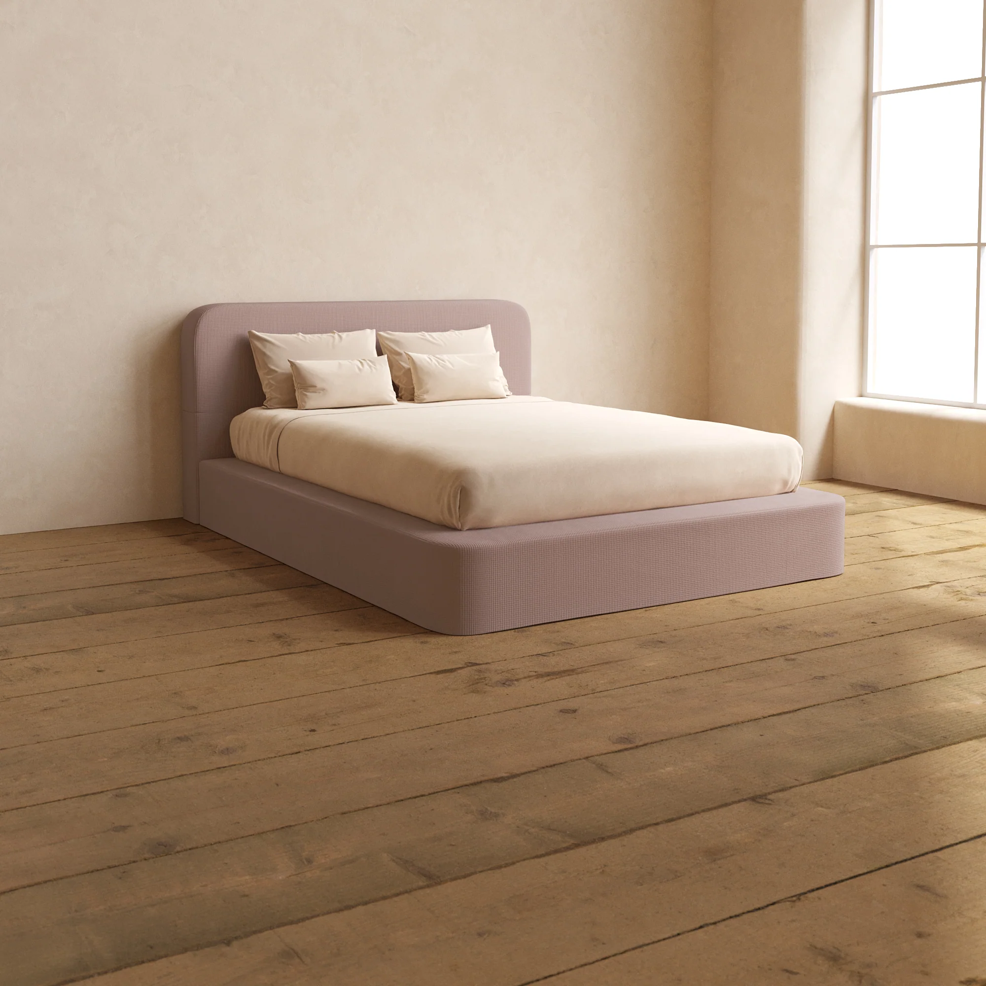 Slipcover Only - Queen Upholstered Platform Bed + Headboard | Mizu Weave in Sakura