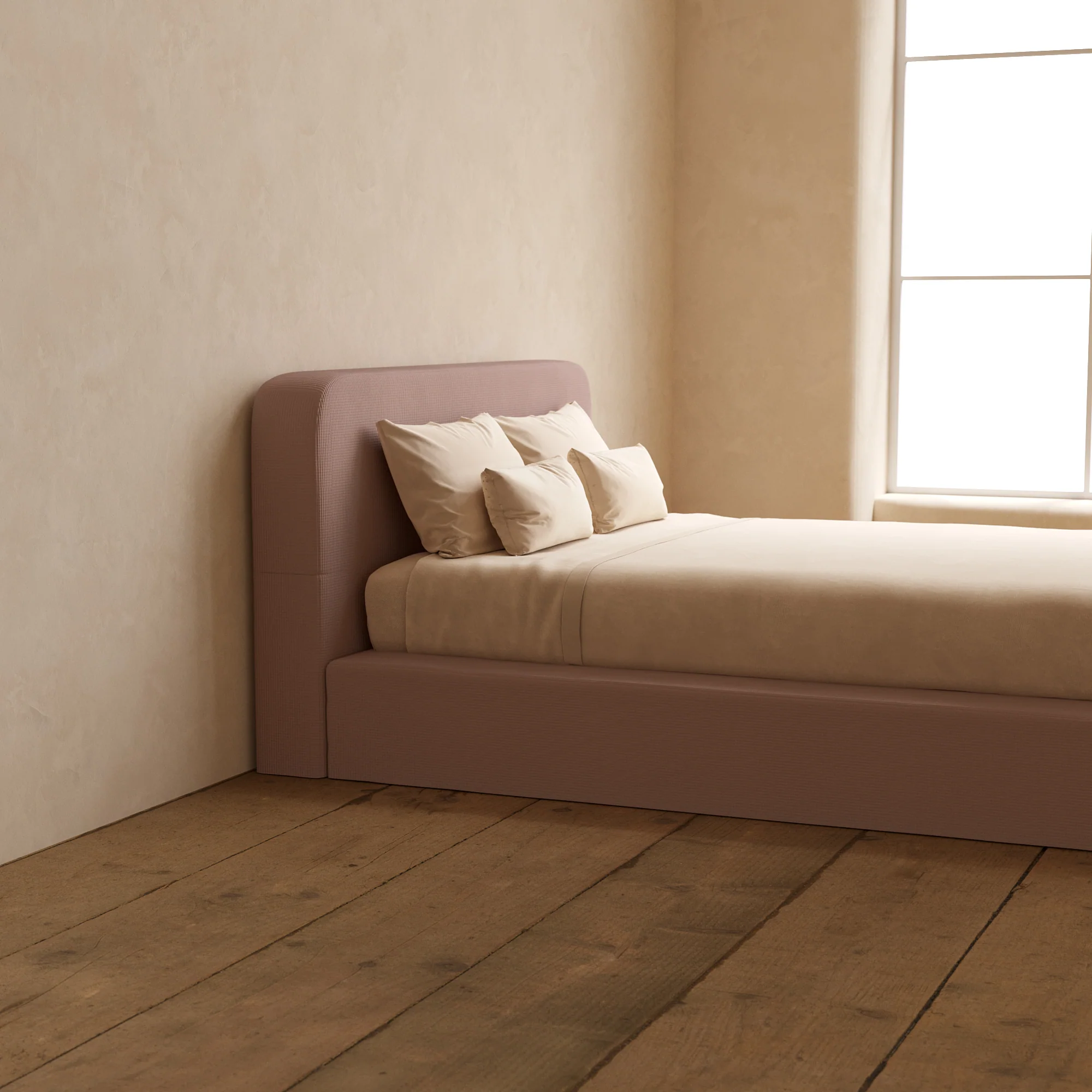 Slipcover Only - Queen Upholstered Platform Bed + Headboard | Mizu Weave in Sakura - Image 5