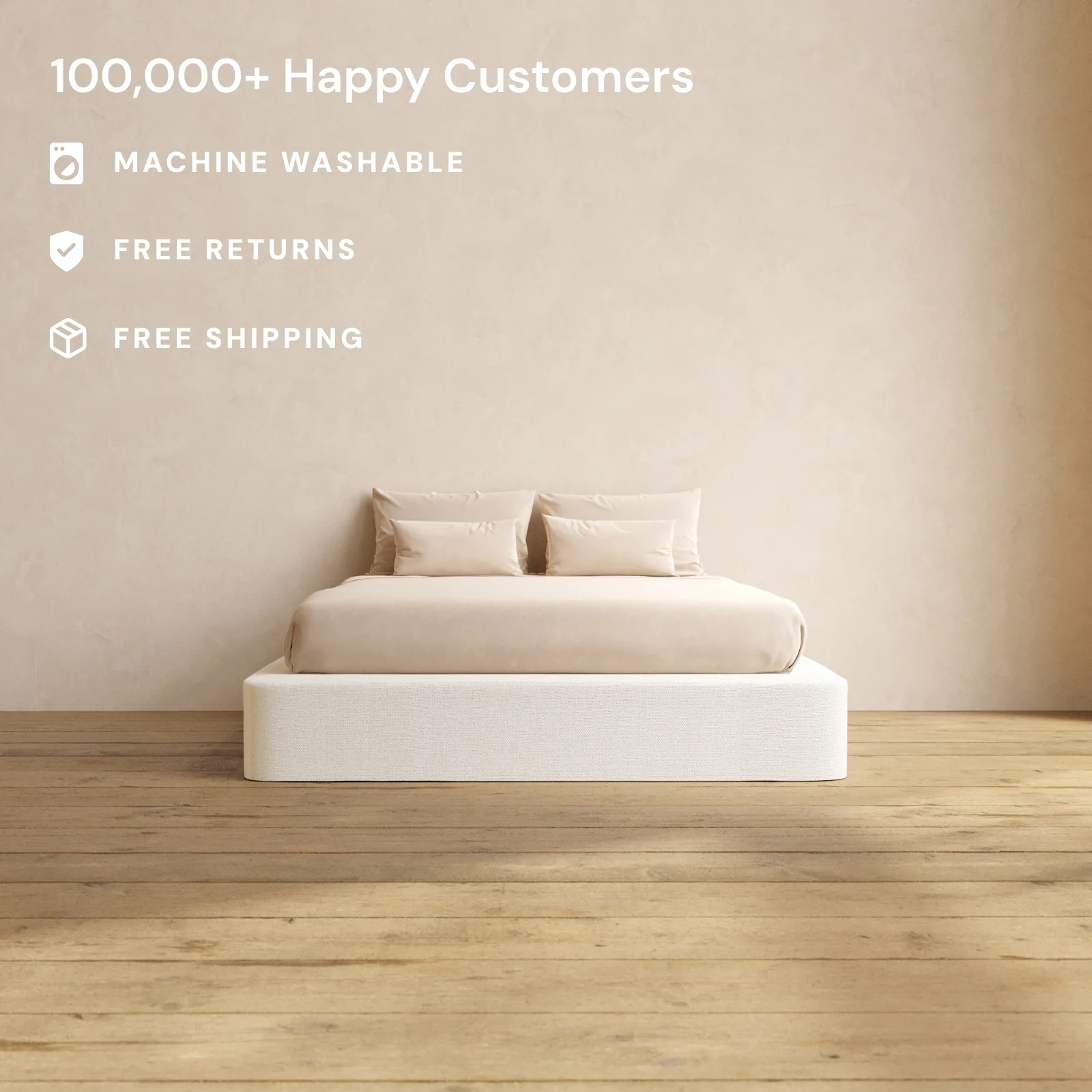 Slipcover Only - Queen Upholstered Platform Bed | Knit Velvet in Powder - Image 2