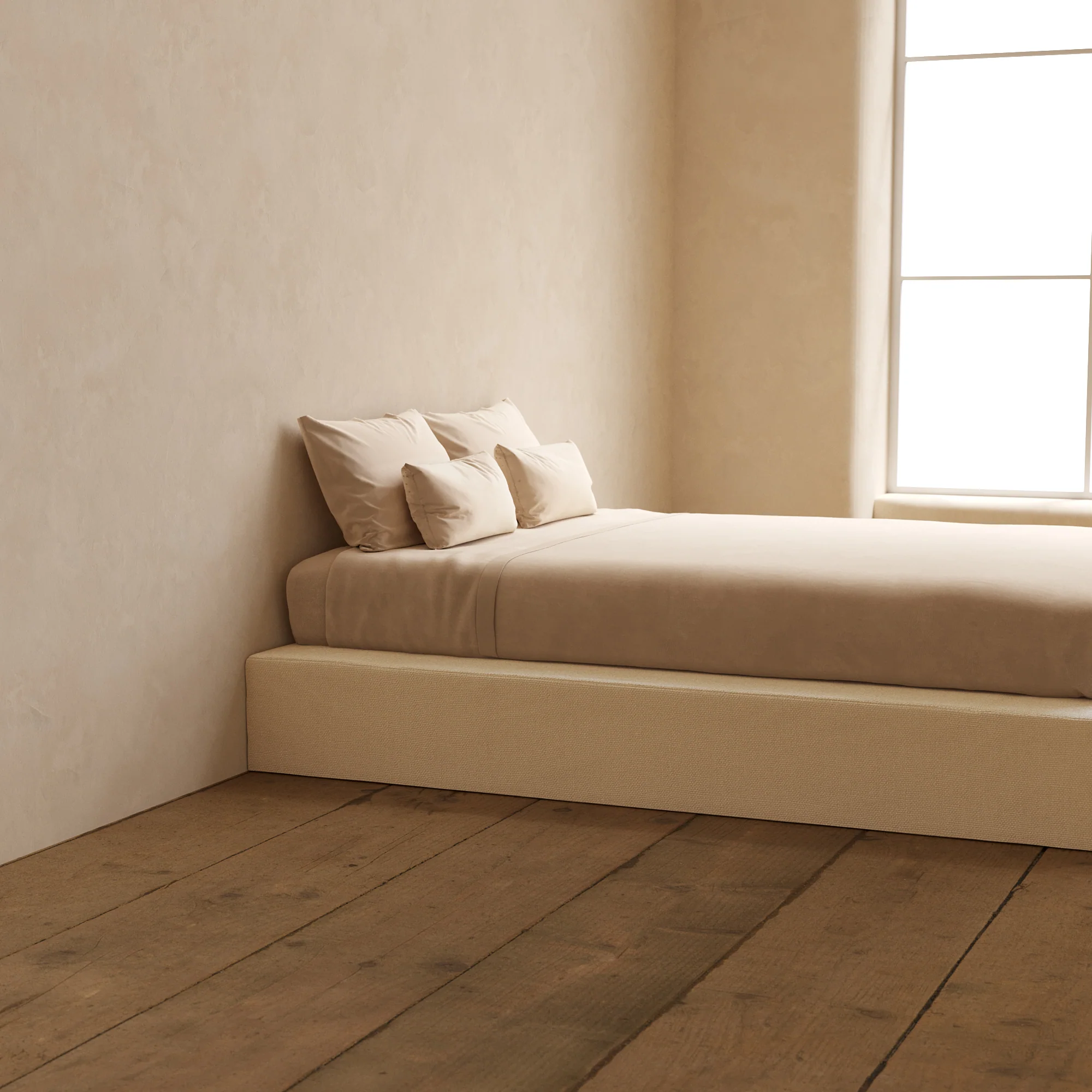 Slipcover Only - Queen Upholstered Platform Bed | Knit Velvet in Powder - Image 5