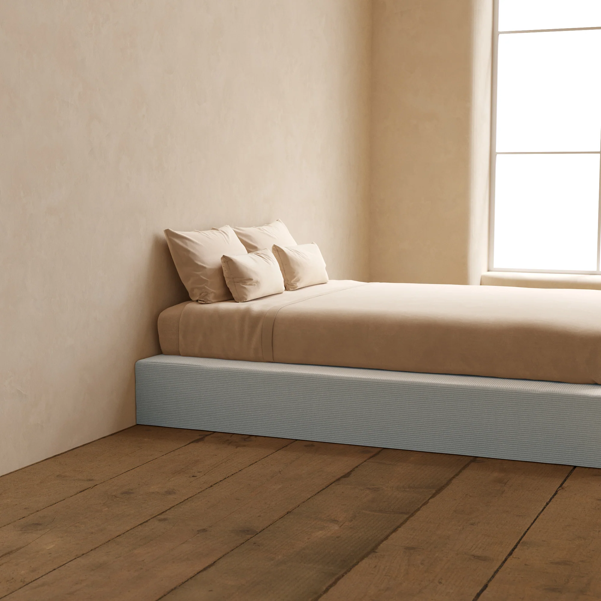 Slipcover Only - Queen Upholstered Platform Bed | Luxe Corduroy in Milk - Image 5