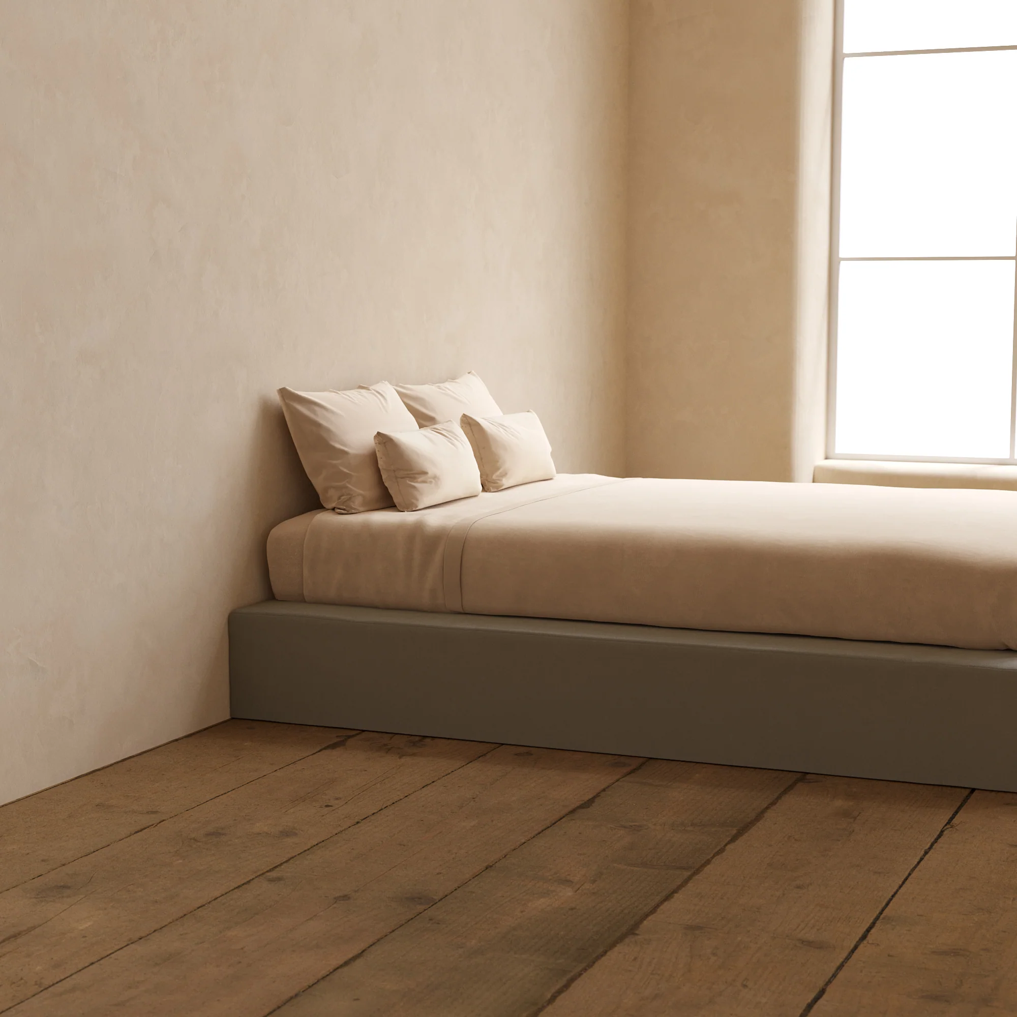 Slipcover Only - Queen Upholstered Platform Bed | Micro Chenille in Pumice - Image 5