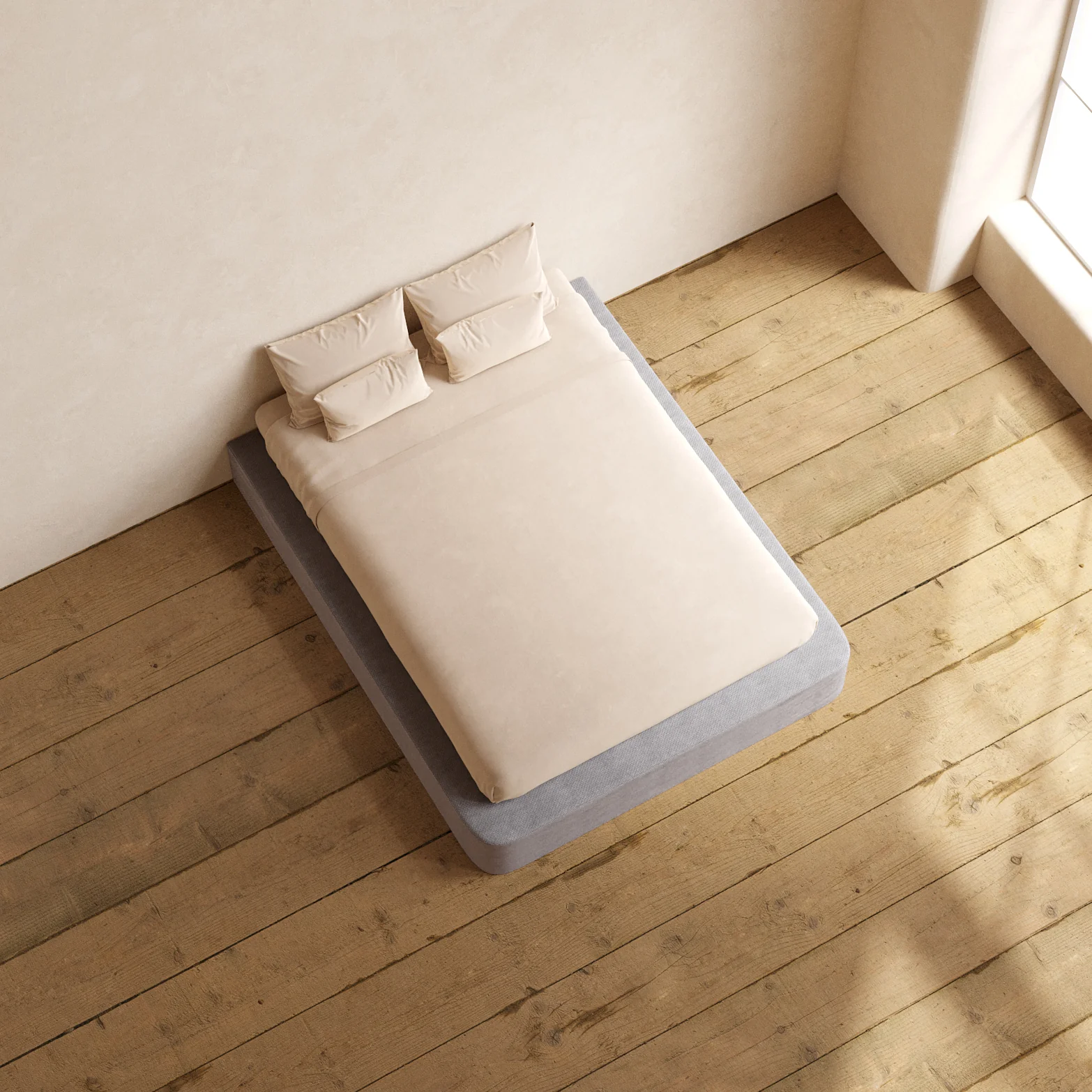 Slipcover Only - Queen Upholstered Platform Bed | Plush Weave in Ash - Image 6