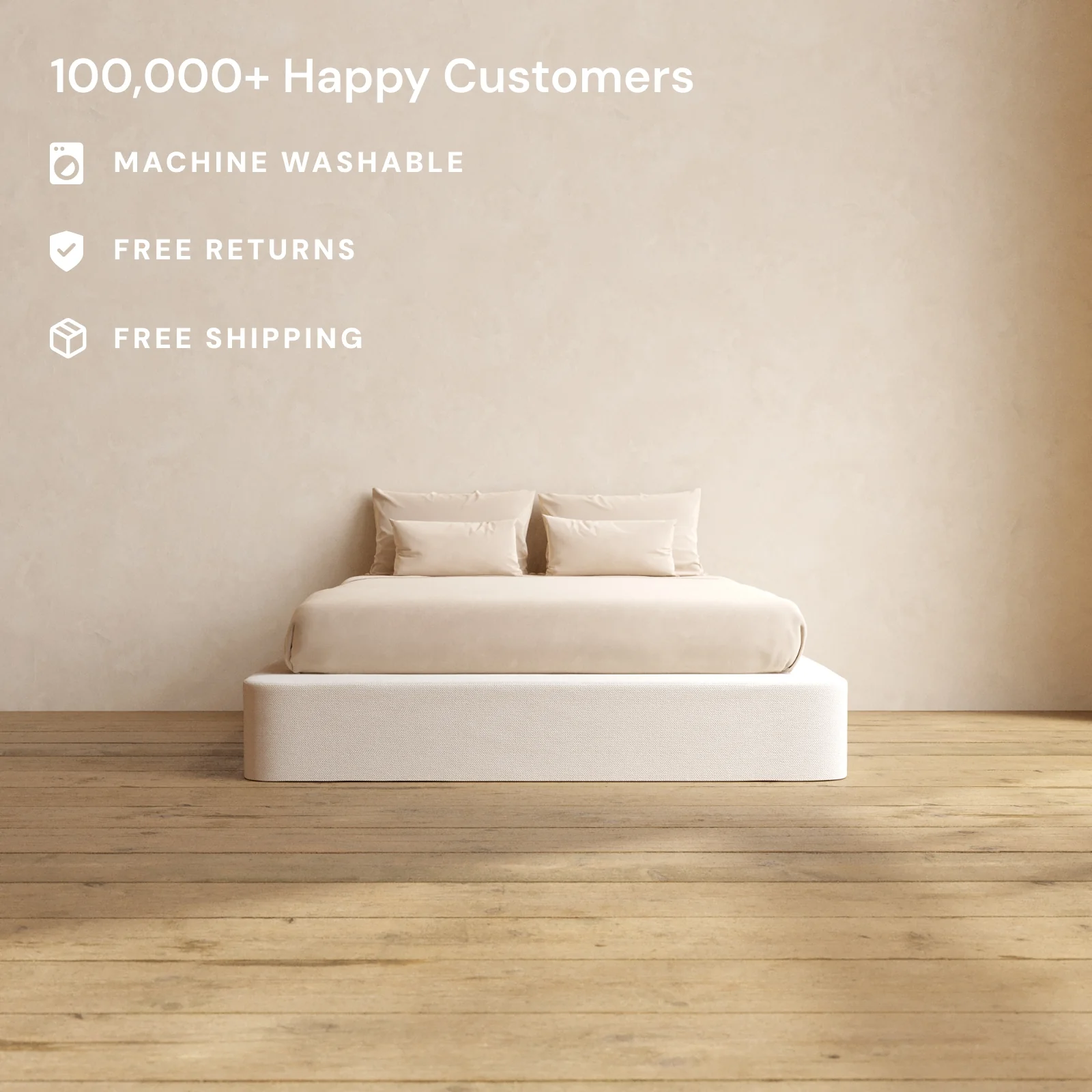 Slipcover Only - Queen Upholstered Platform Bed | Plush Weave in Eggshell - Image 2