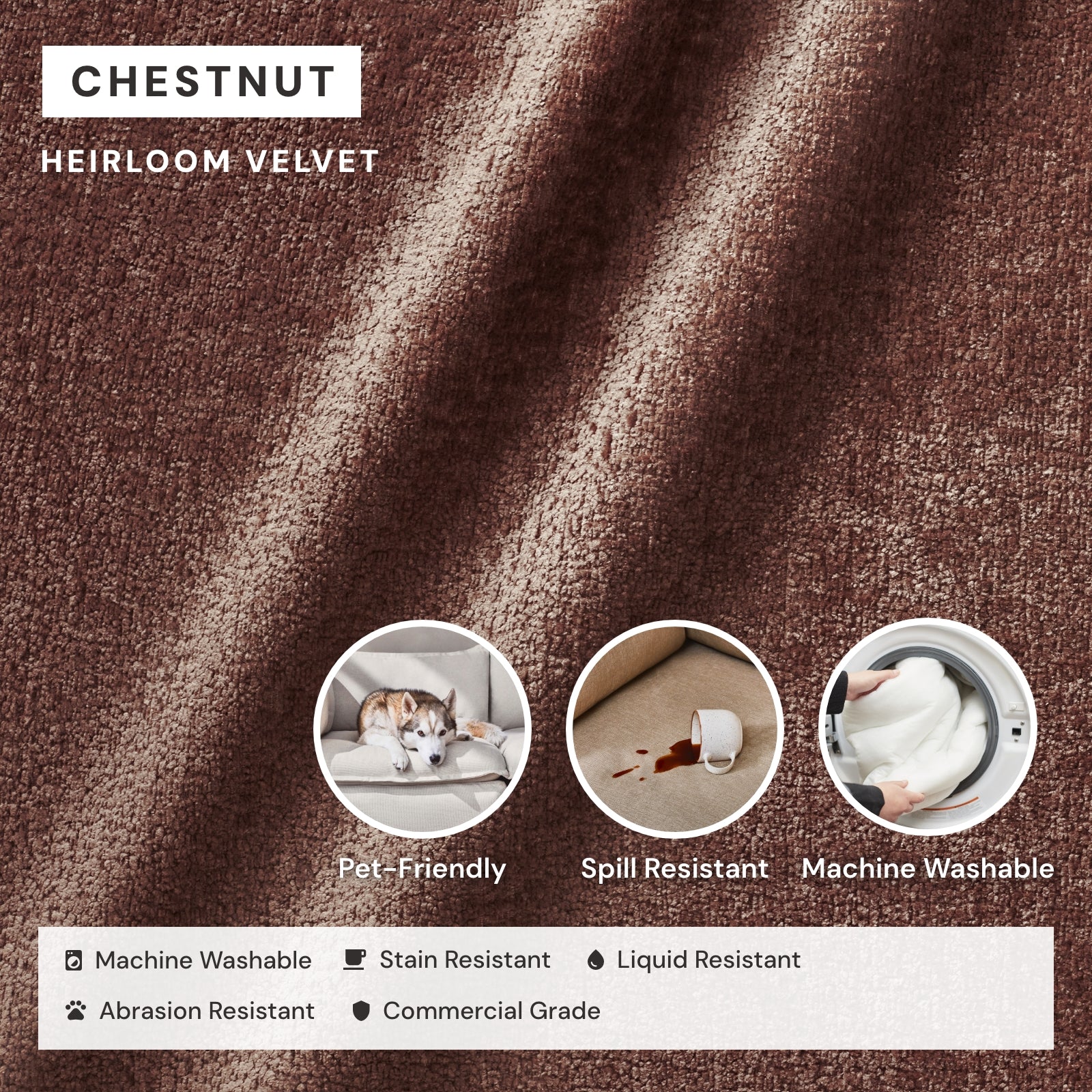 Slipcover Only - Washable Upholstered Dining Chair | 19โ Back Height in Chestnut - Image 3