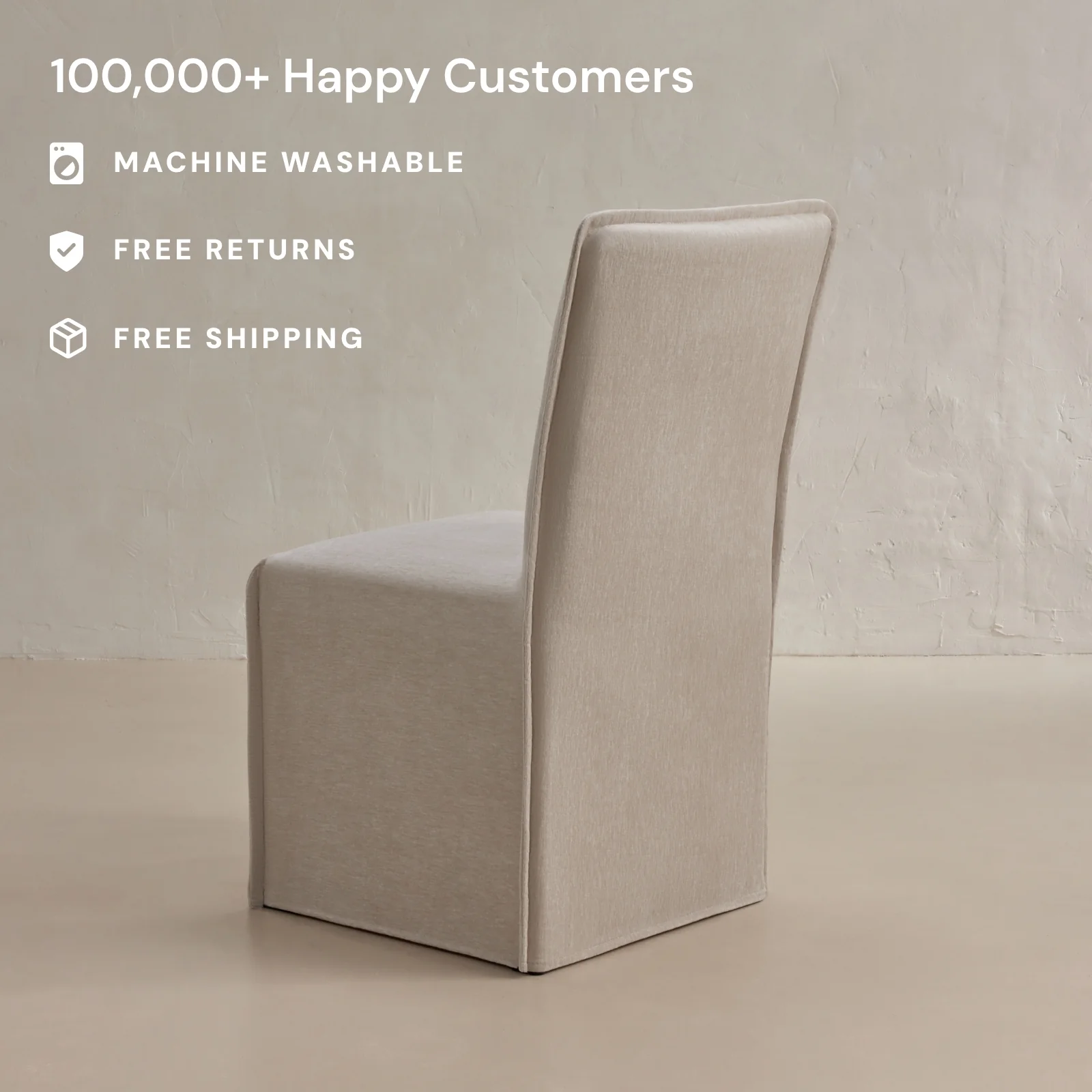 Slipcover Only - Washable Upholstered Dining Chair | 19โ Back Height in Mist - Image 2